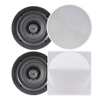 Pyle PDIC66 200 Watt 6.5 Inch In Wall Flush Mount 2 Way Speakers, White (1 Pair) - VMInnovations