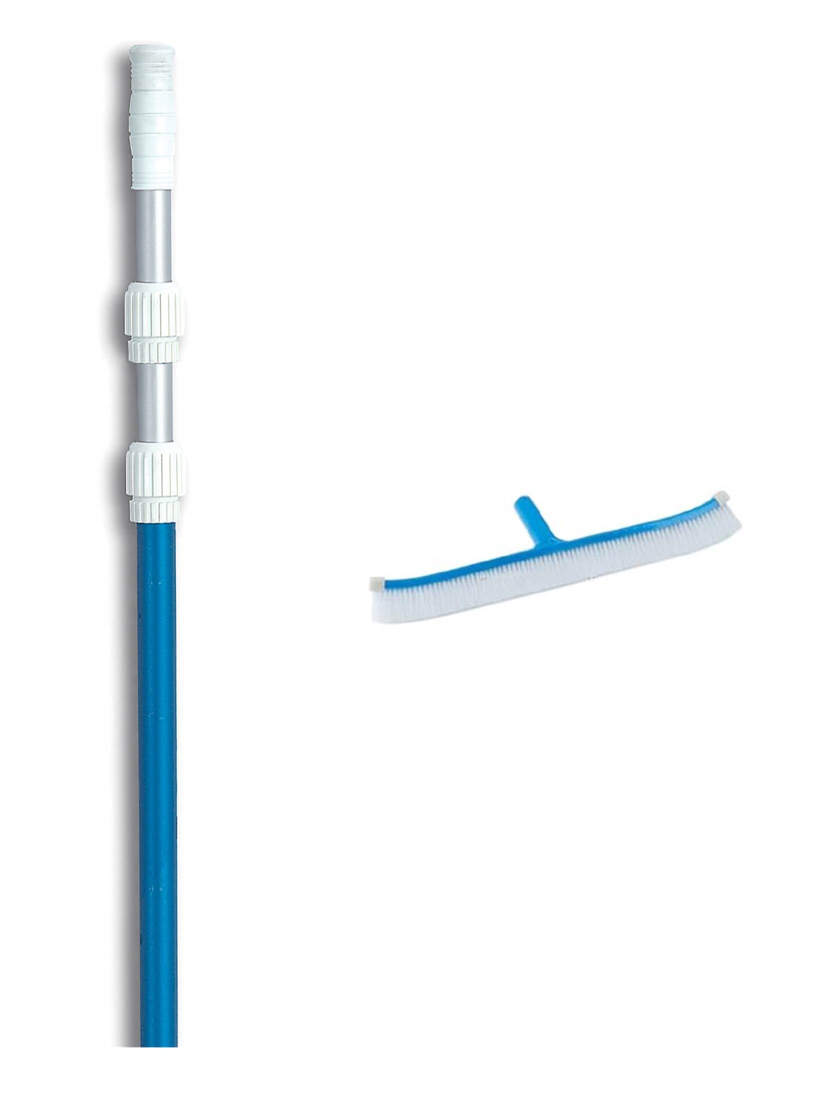 NEW Pentair R111386 912VL 18" Curved Molded Pool Brush w/ 7-21' Telescopic Pole