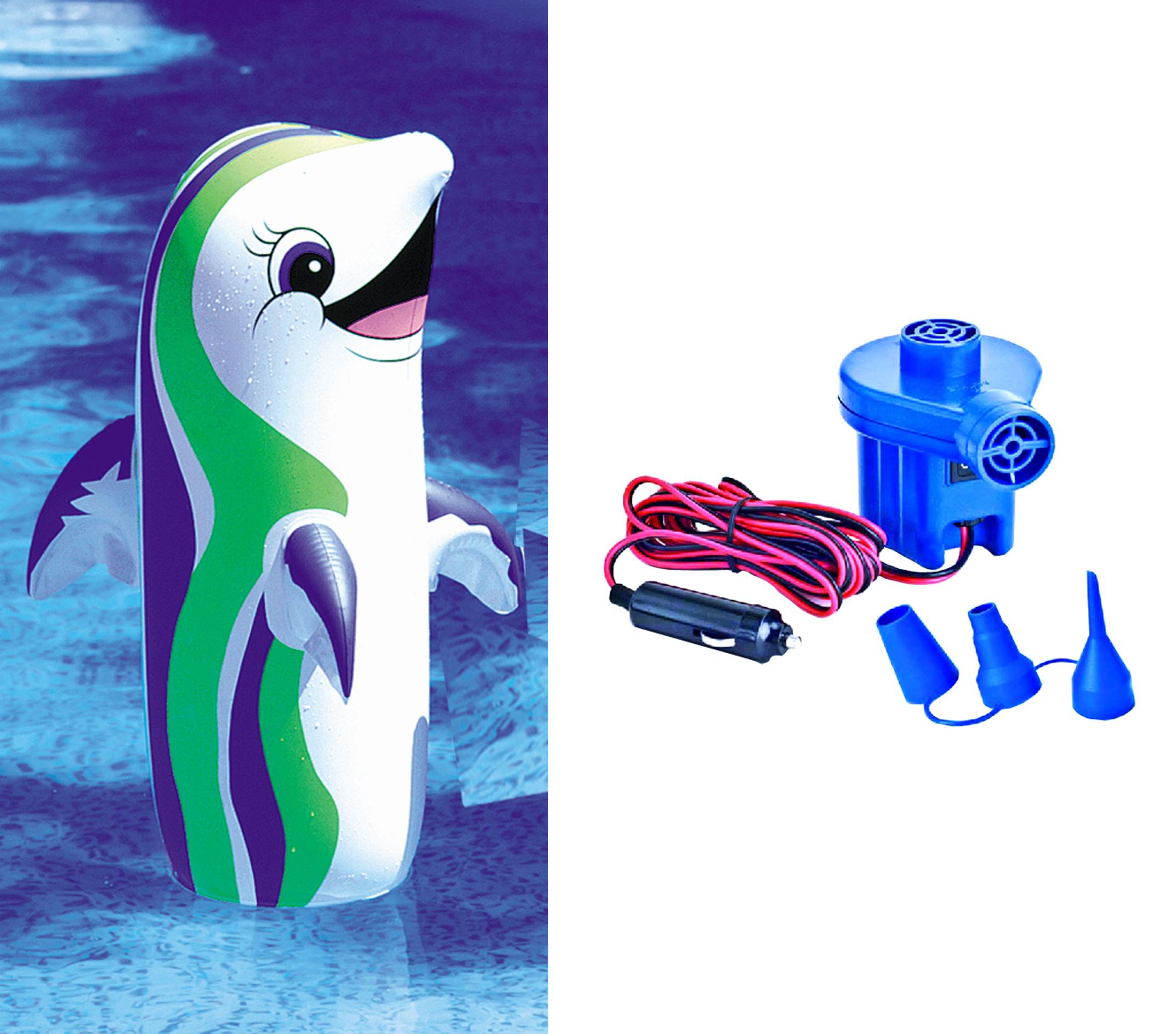 Swimline 9023 36" Dancing Dolphin Pool Inflatable Floating Toy w/ Electric Pump