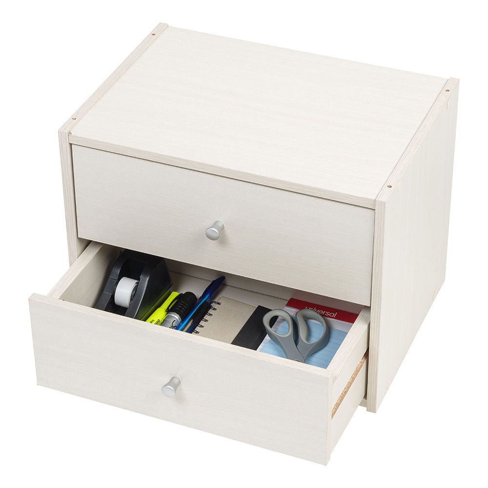 IRIS Tachi Series Wood Stacking Storage Drawer Box Cabinet Cube White (Open Box)