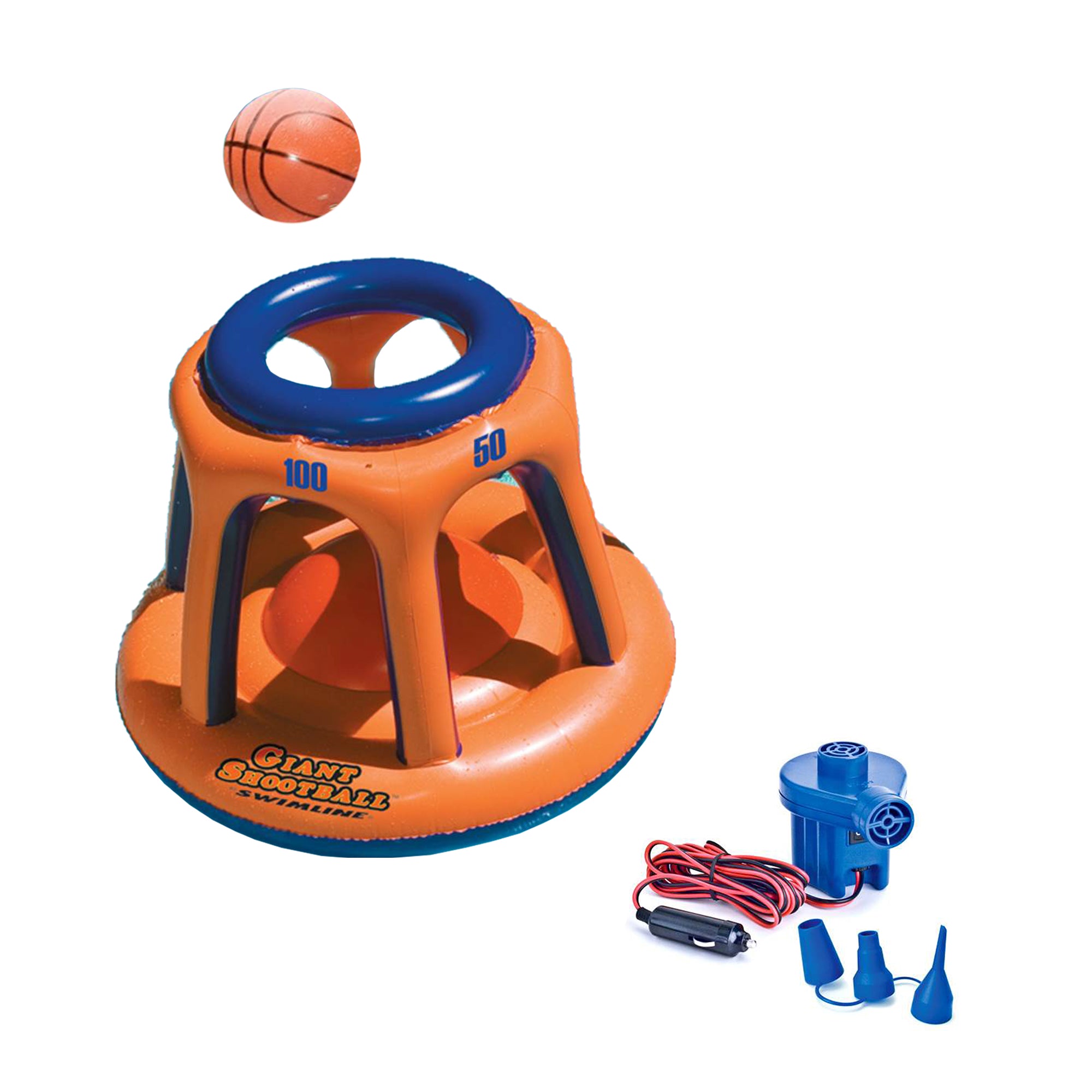 Swimline Shootball 36in Basketball Hoop Inflatable Pool Toy w/ Electric Air Pump