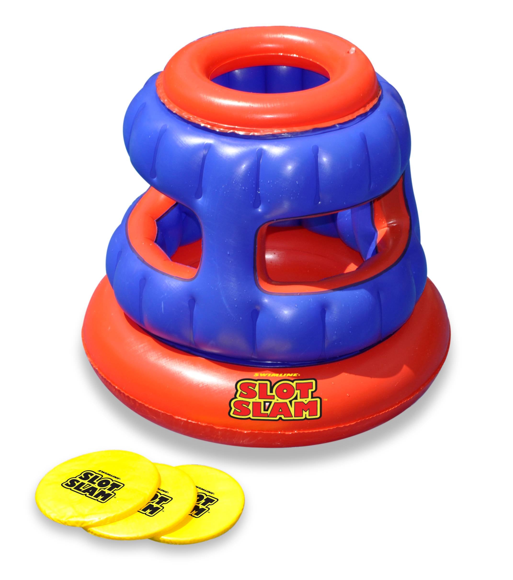 Swimline Slot Slam Disc Toss Inflatable Floating Water Outdoor Pool Game & Pump - VMInnovations