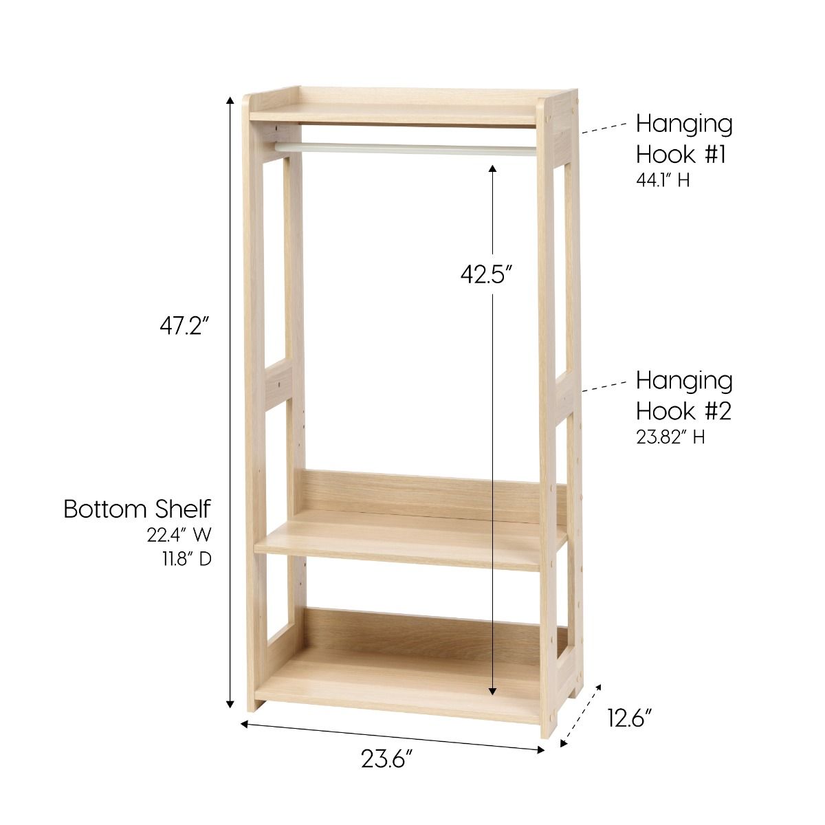 IRIS 2 Shelf Compact Wood Hanging Closet Clothing Clothes Rack, Brown (Open Box)