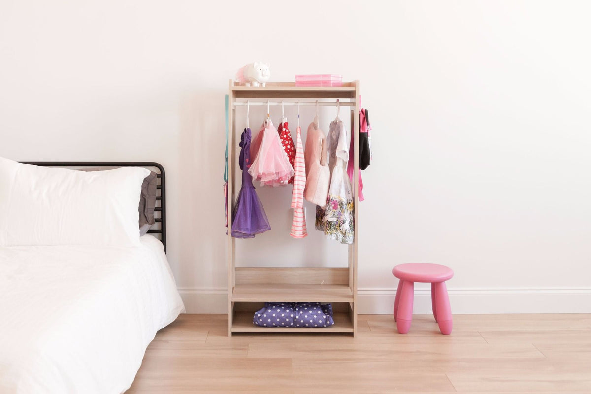 IRIS 2 Shelf Compact Wood Hanging Closet Clothing Clothes Rack, Brown (Open Box)