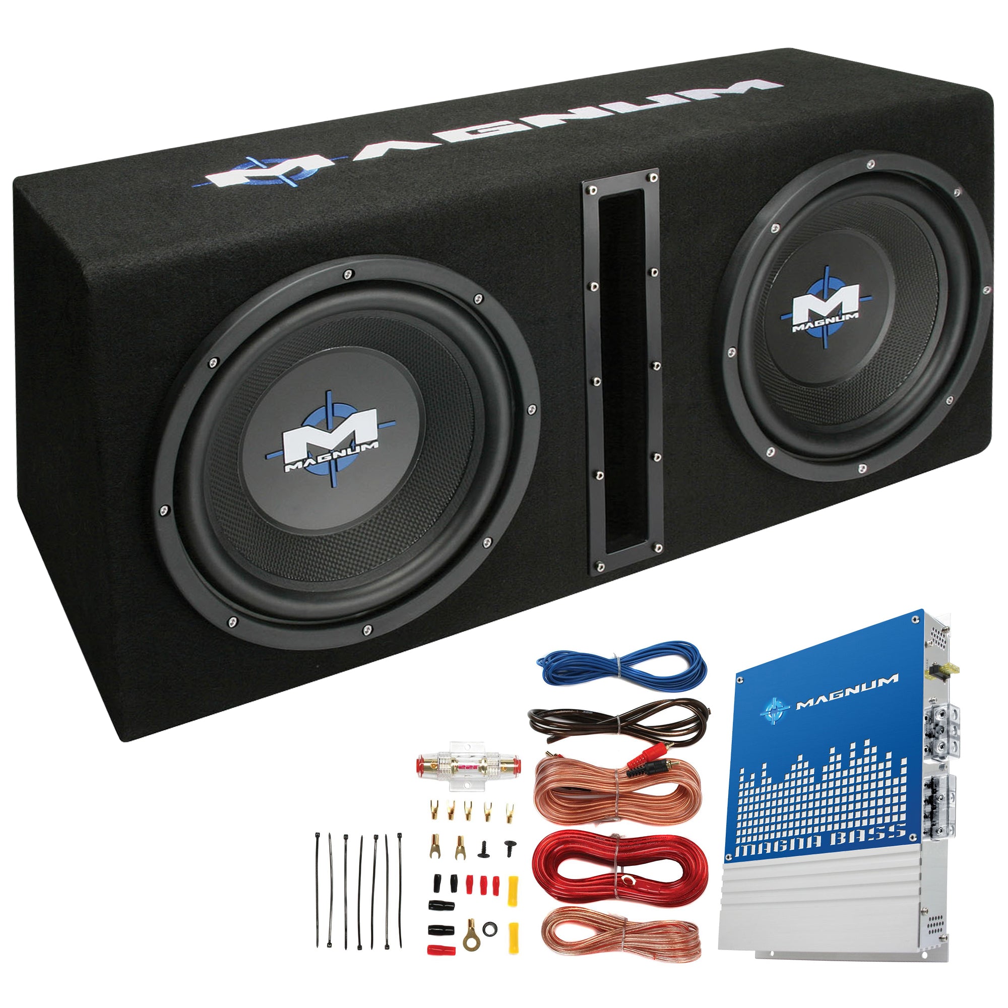 MTX Magnum MB210SP 10" 400W RMS Dual Car Loaded Subwoofer Box with Wiring Kit