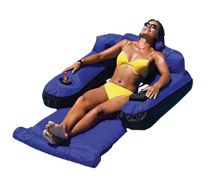 Swimline 9047 Swimming Pool Fabric Inflatable Floating Lounger w/ 110V Air Pump - VMInnovations