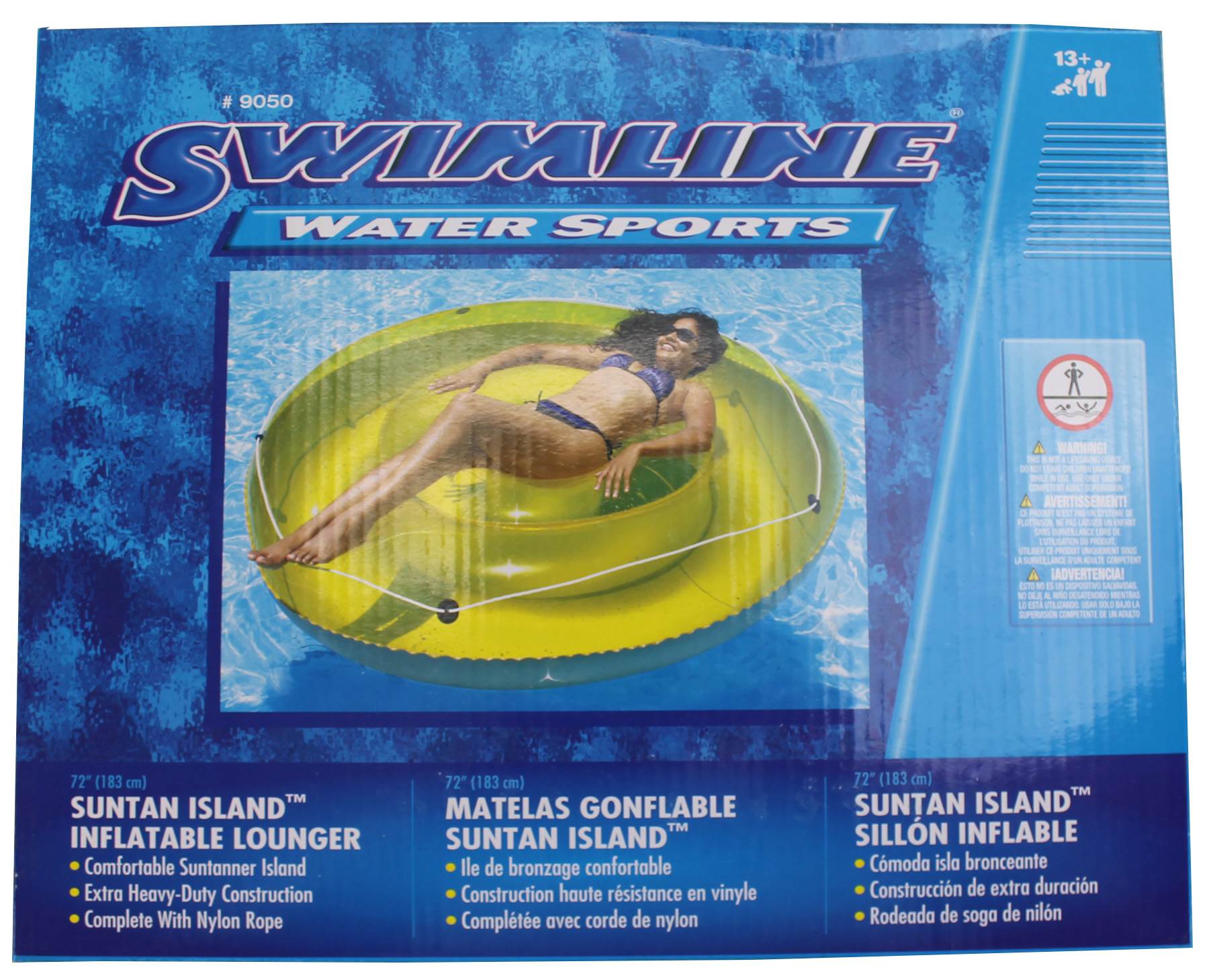 Swimline 9050 Swimming Pool 72" Island Floating Lounger w/ 12 Volt Air Pump