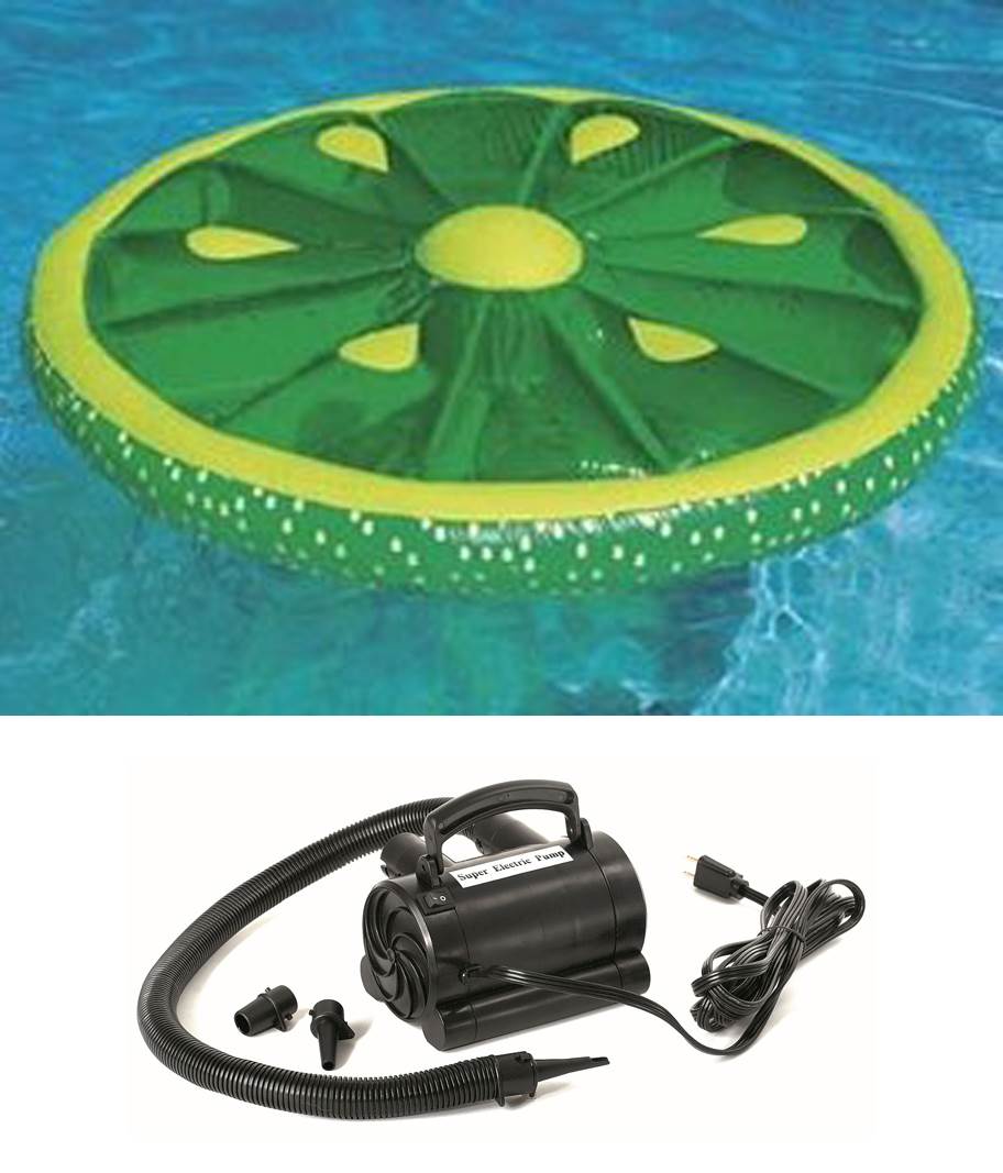 Swimline 9054 Pool Fruit Slice Fun Lime Lemon Orange Raft w/ 110 Volt Air Pump - VMInnovations