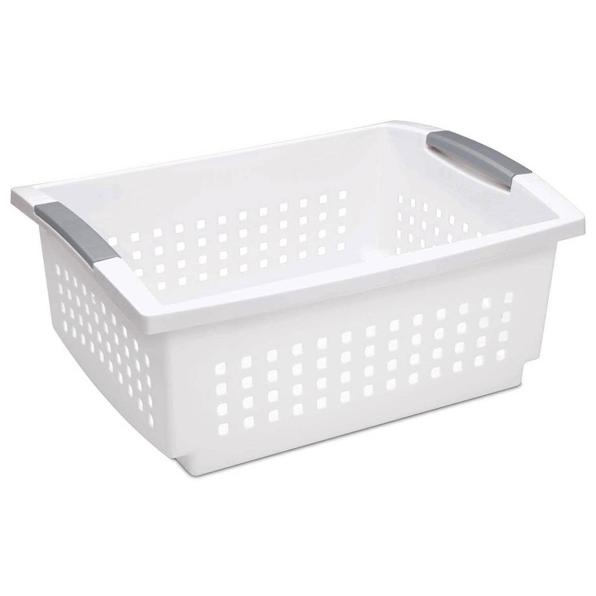 Sterilite Large White Stacking Basket with Titanium Accents (Open Box)(12 Pack)