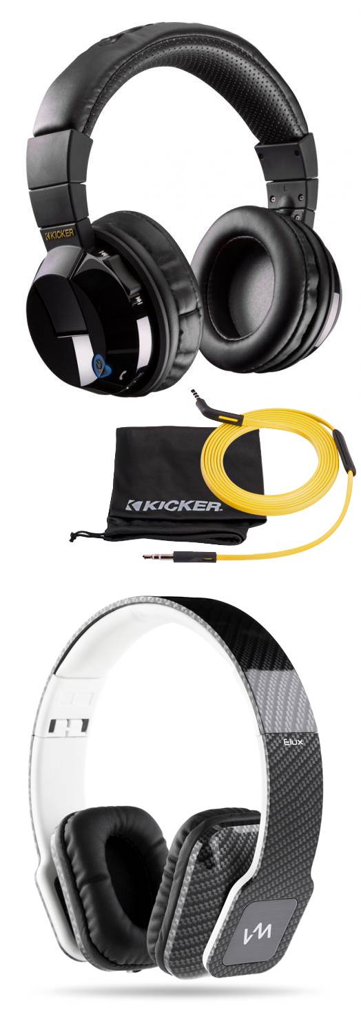 Kicker Cordless Over Ear Bluetooth Headphones + VM Audio Over Ear DJ Headphones