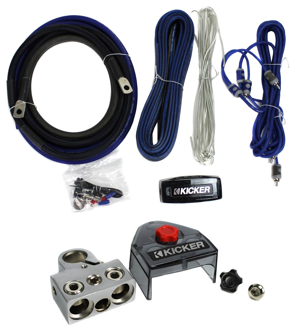 New Kicker CK4 4-Gauge 2-Channel Complete Car Amplifier Kit + Battery Terminal