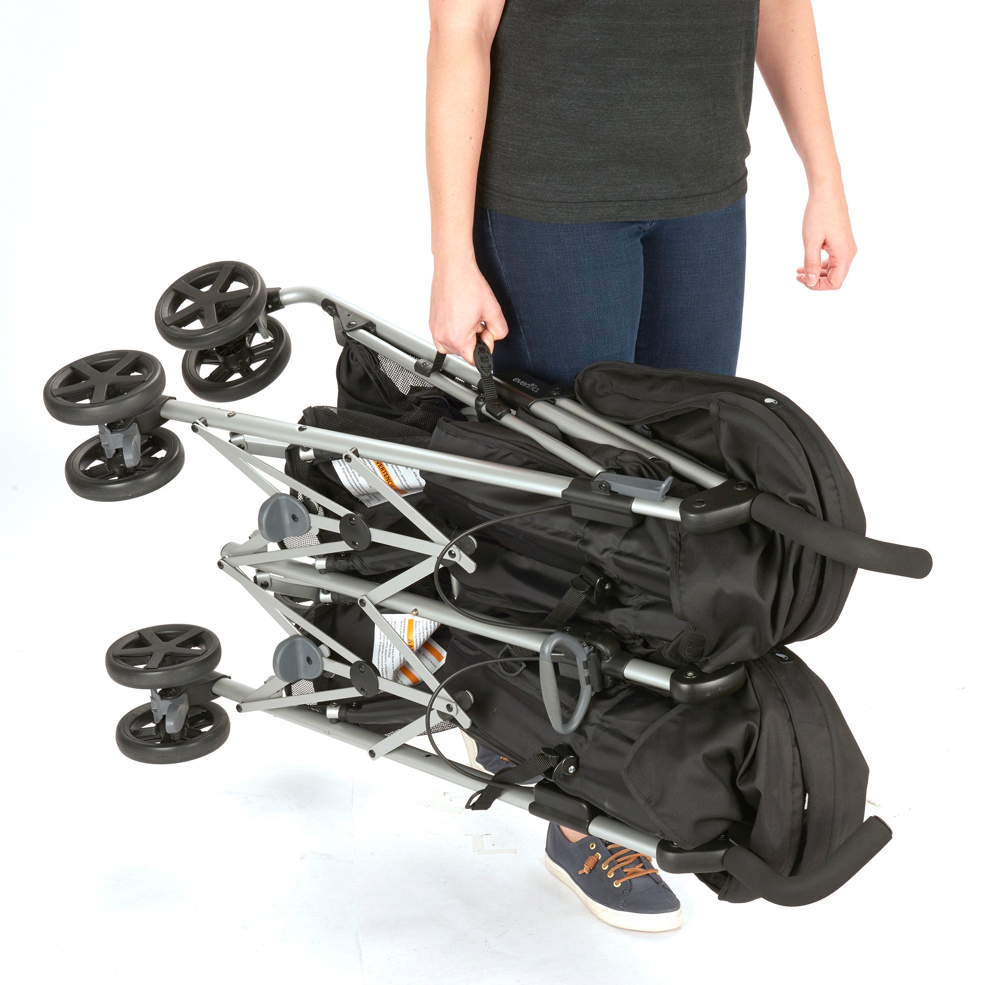 Evenflo Minno Double Seat Compact Fold Twin Baby Travel Stroller (Open Box)