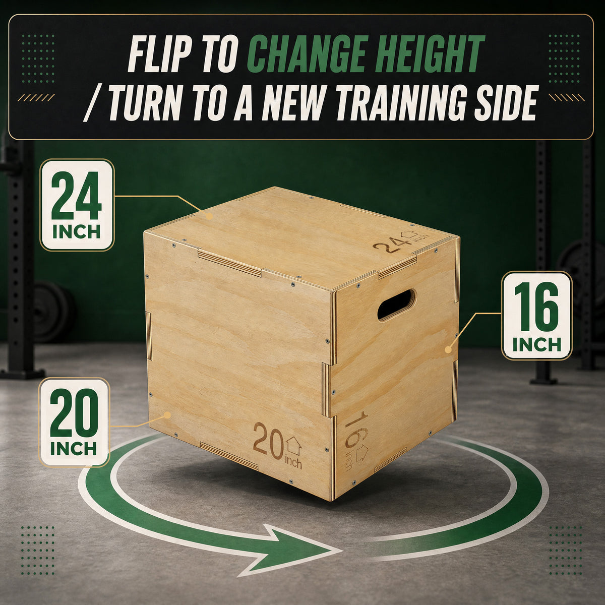 Fitvids 16"x20"x24" Wooden Plyo Box Jump Exercise Platform Workout Equipment
