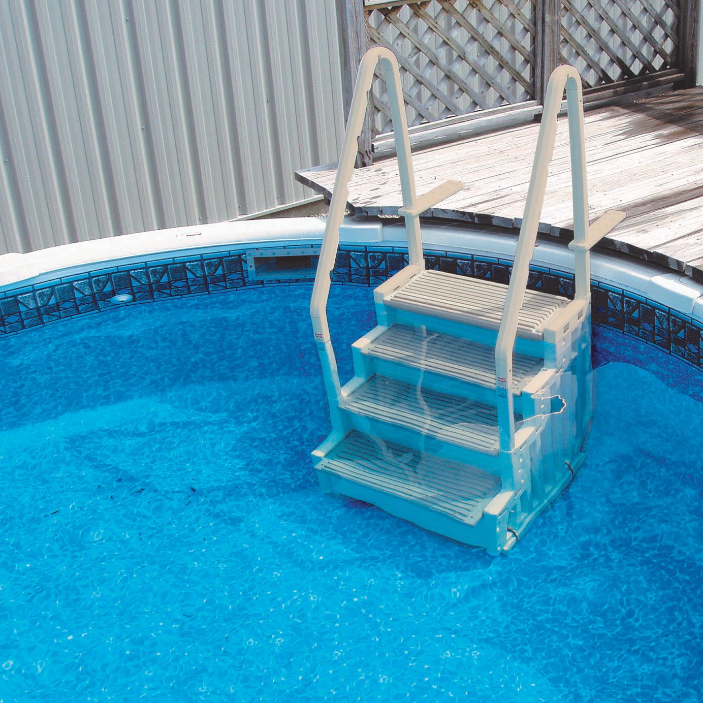 Confer Plastics In-Pool 4 Step Ladder w/Main Access Universal Anchor Sand Weight