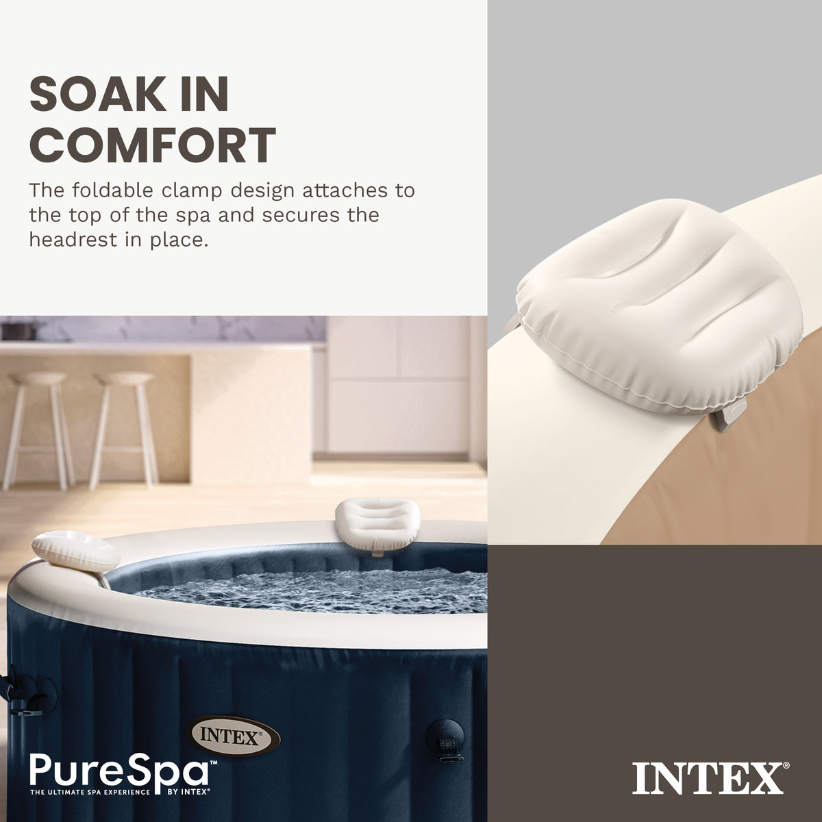 Intex Adjustable Spa Headrest with Head and Neck Support for Pool, Lawn, and Spa - VMInnovations