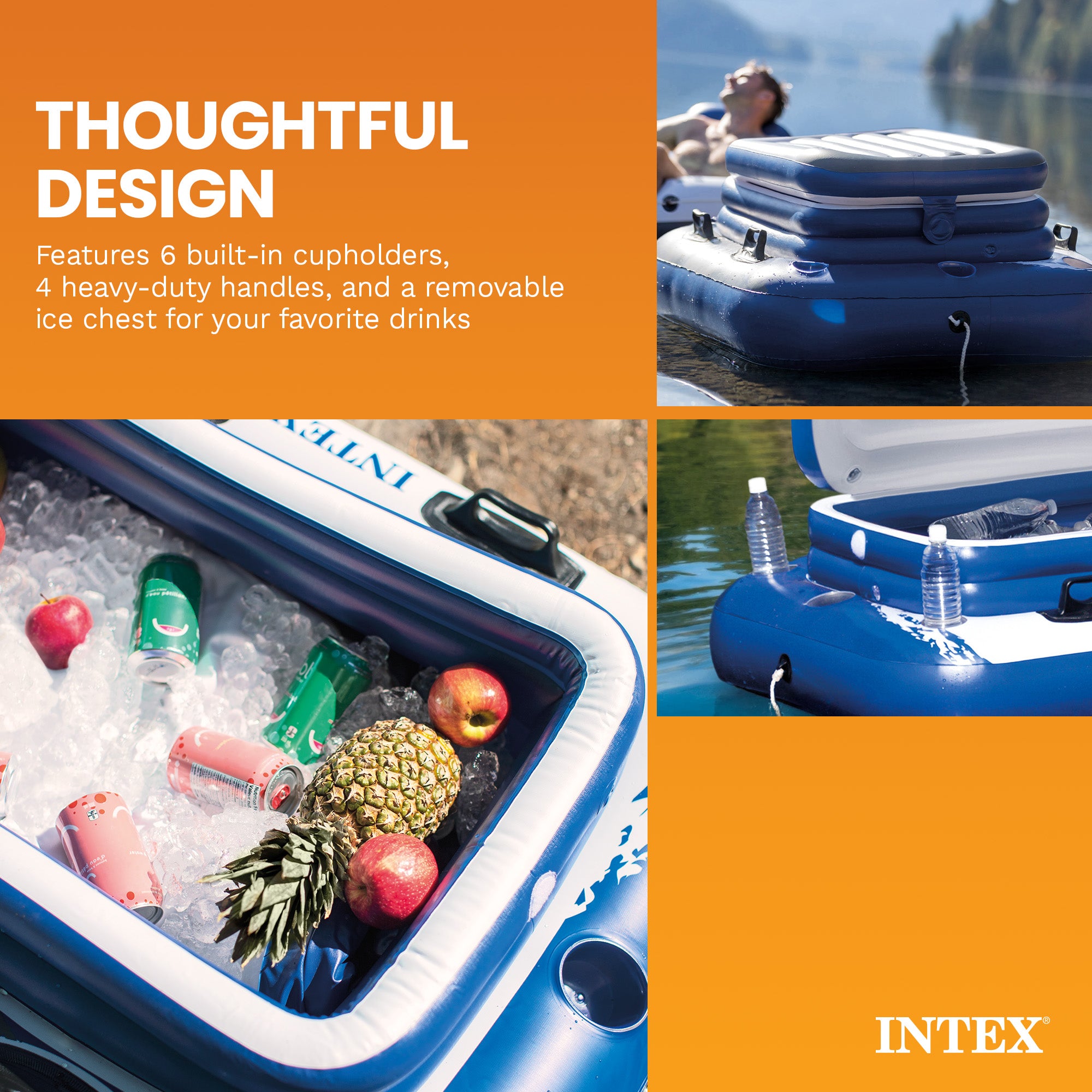 Intex 58821EP Inflatable Mega Chill II 72 Can Beverage Cooler Float with Lid