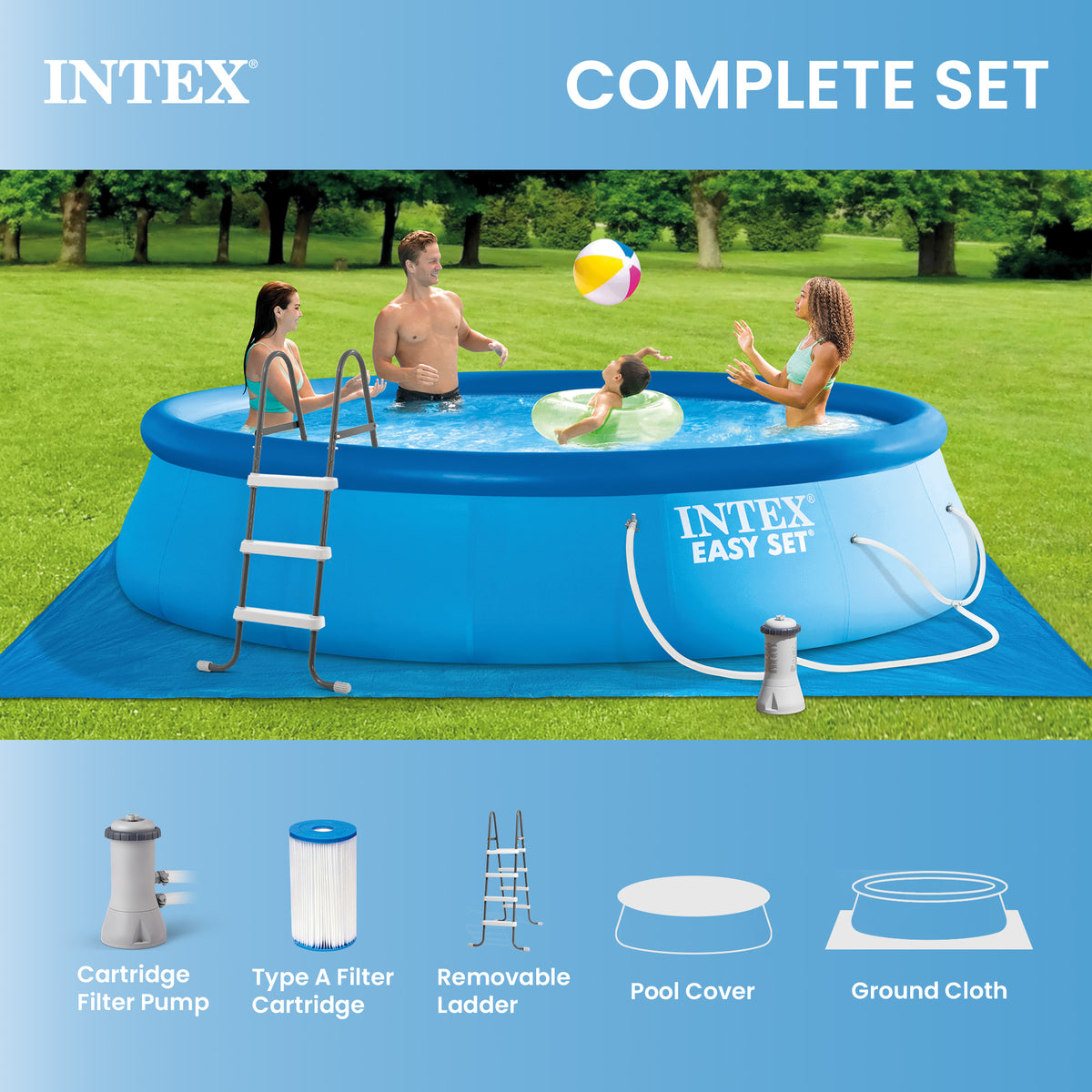 Intex 15' x 42" Inflatable Above Ground Swimming Pool w/ Ladder & Pump (Used) - VMInnovations
