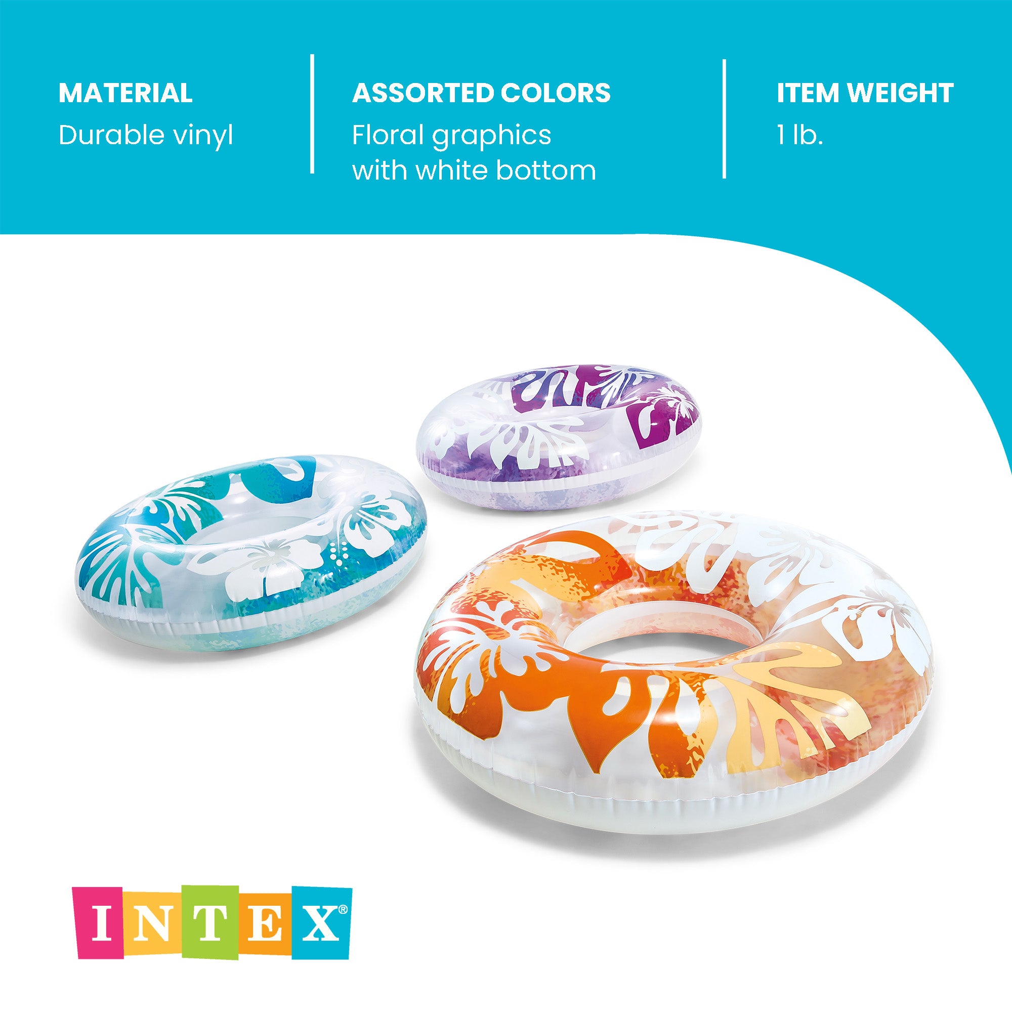Intex 36 Inch Colorful Transparent Inflatable Round Pool Ring Float (Open Box)