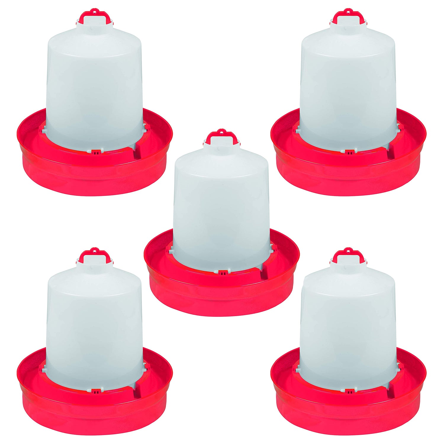 Little Giant Red Deep Base 2 GA. Poultry Waterer for Chickens & Birds (5 Pack) - VMInnovations