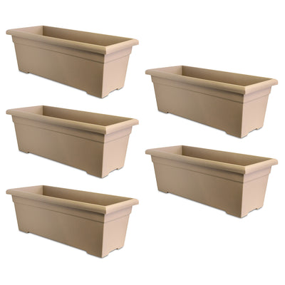 Akro Mils 28x6x12.28 In Outdoor Plastic Romana Planter Box, Sandstone Tan (3 Pk)