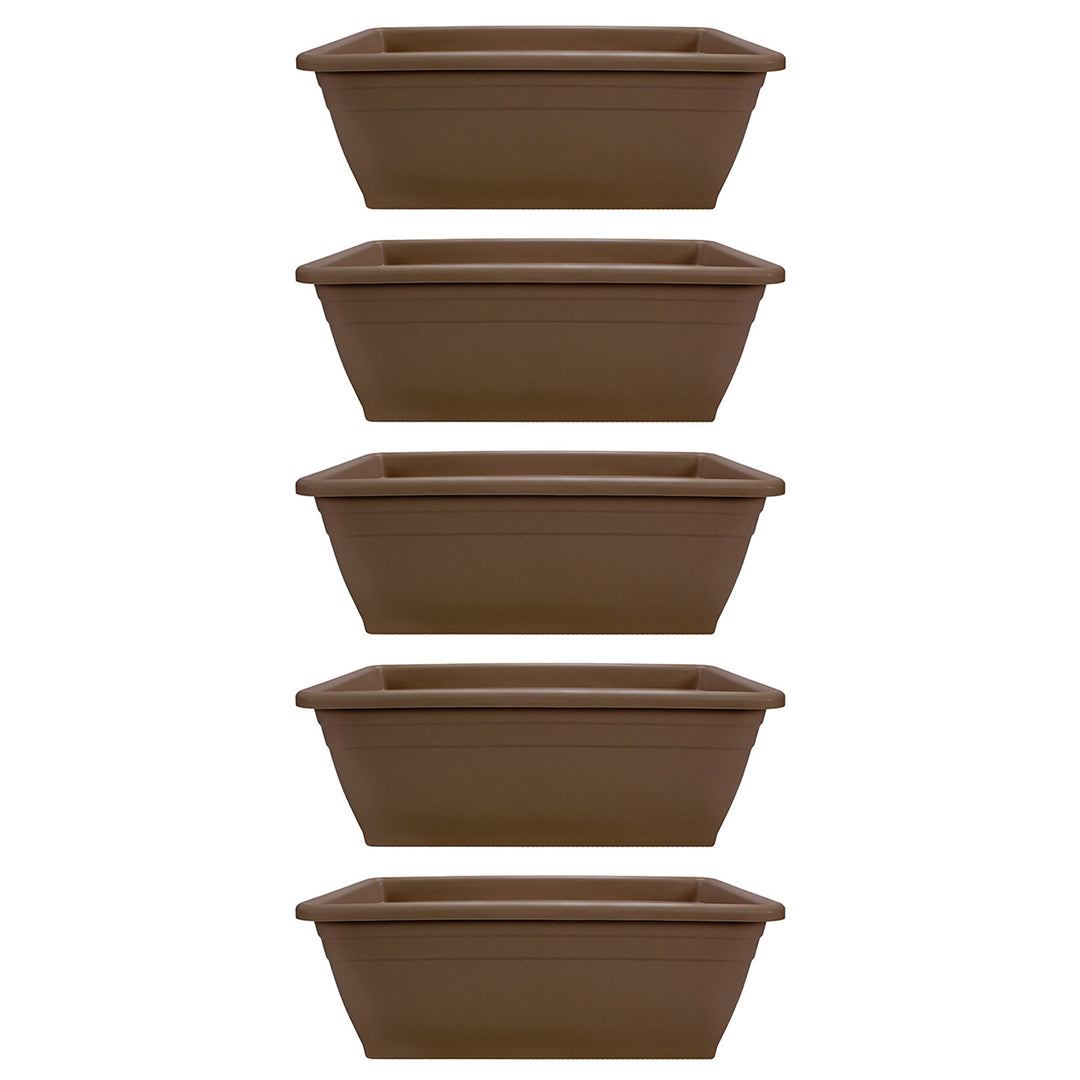HC Companies 12-Inch Outdoor Plastic Deck Flower Planter Box, Chocolate (5 Pack)