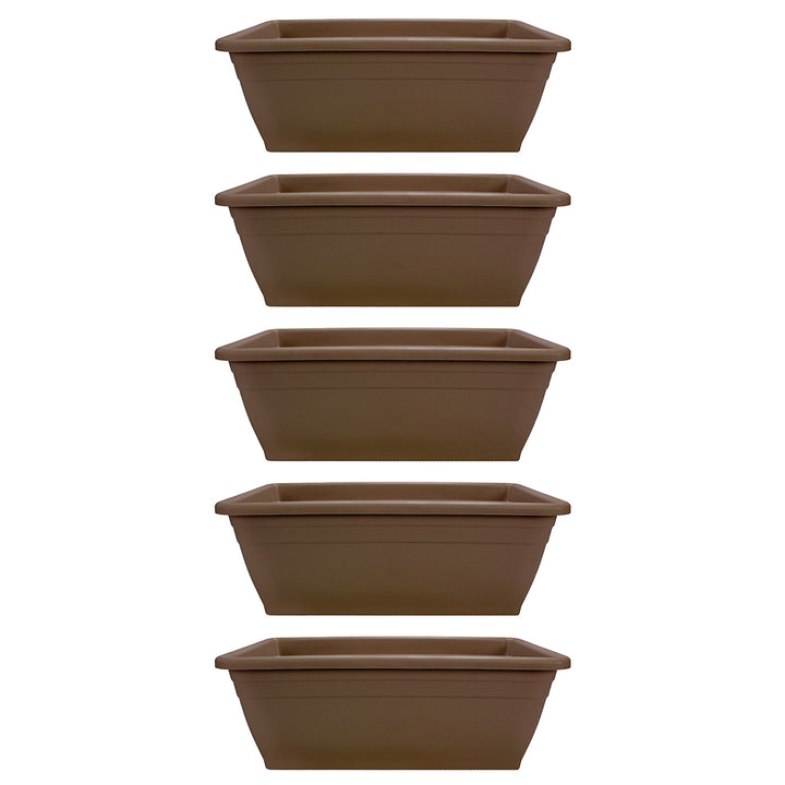 HC Companies 12-Inch Outdoor Plastic Deck Flower Planter Box, Chocolate (5 Pack)