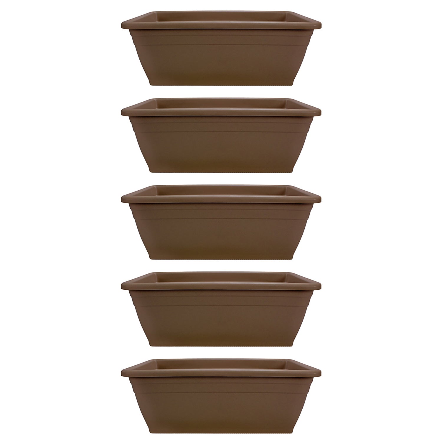 HC Companies 12-Inch Outdoor Plastic Deck Flower Planter Box, Chocolate (5 Pack) - VMInnovations