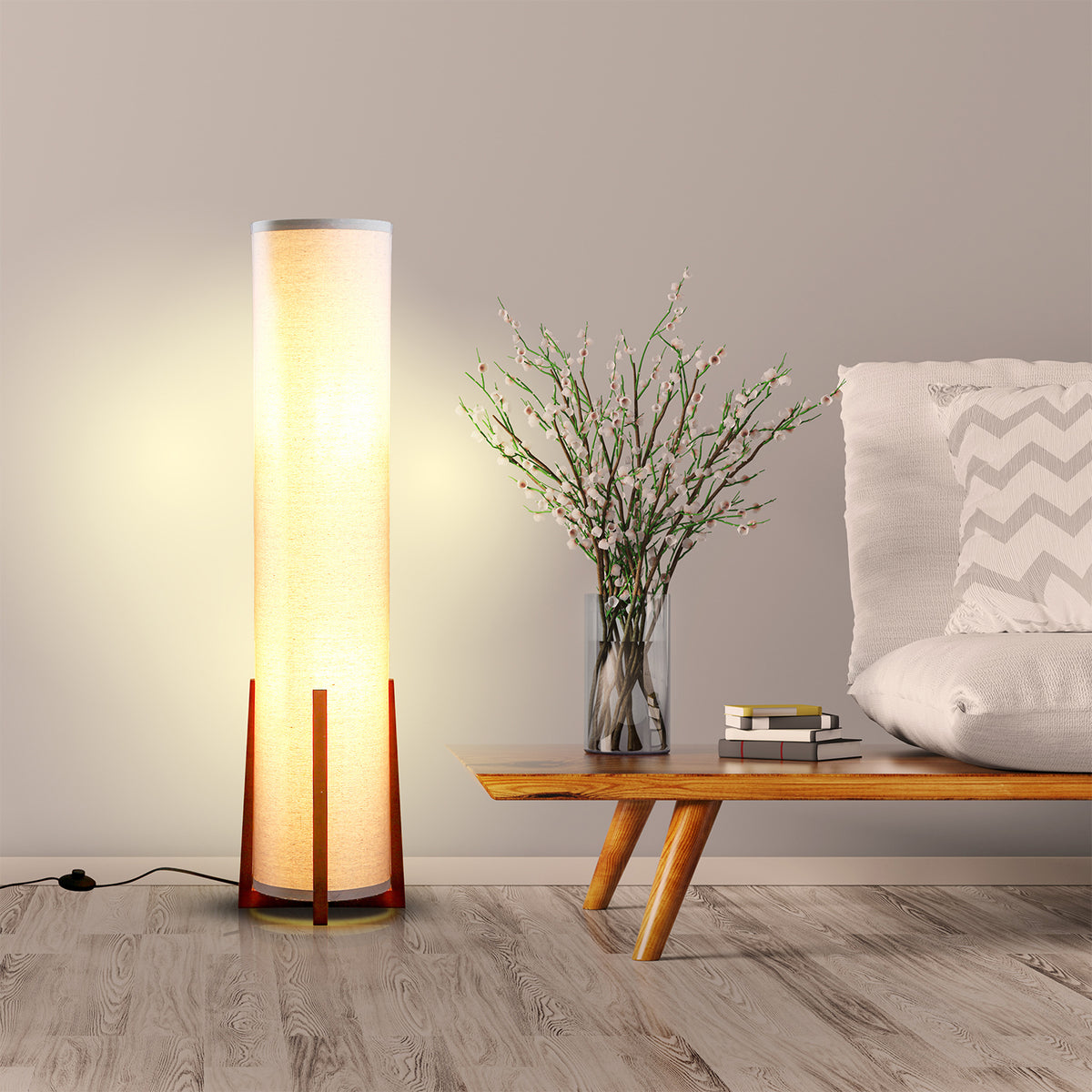 Brightech Parker 48" Tall Decorative Tower Shade Soft LED Light Floor Lamp(Used)