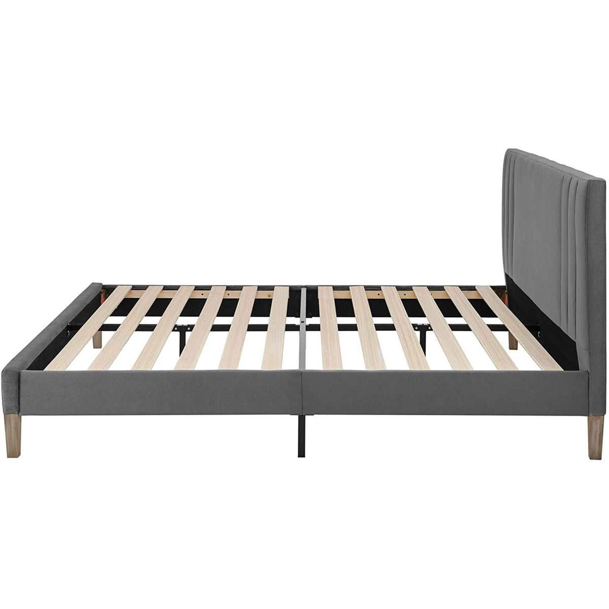 Classic Brands Chicago Tufted Upholstered Platform Bed Frame, King, Dark Grey