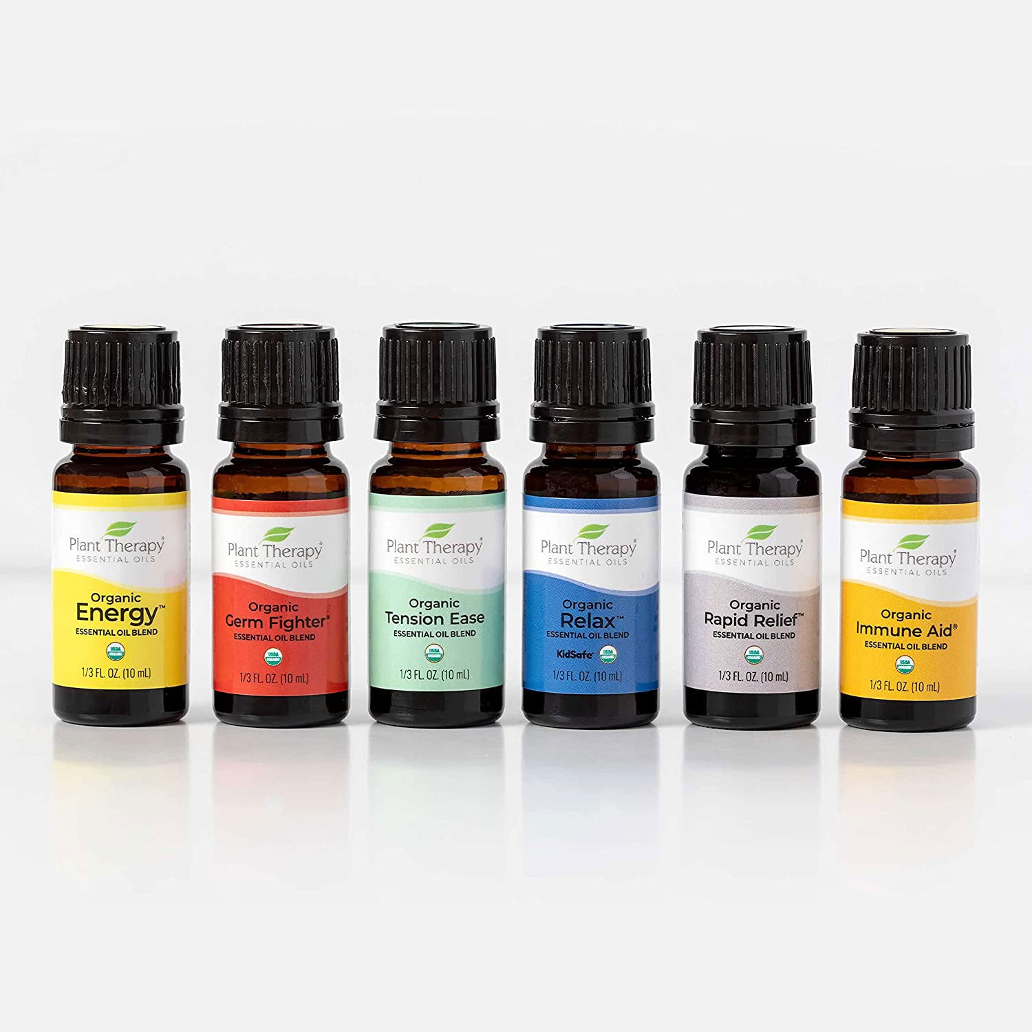 Plant Therapy 10 mL Essential Oils, 0.33 Oz, Top 6 Organic Blends (Open Box) - VMInnovations