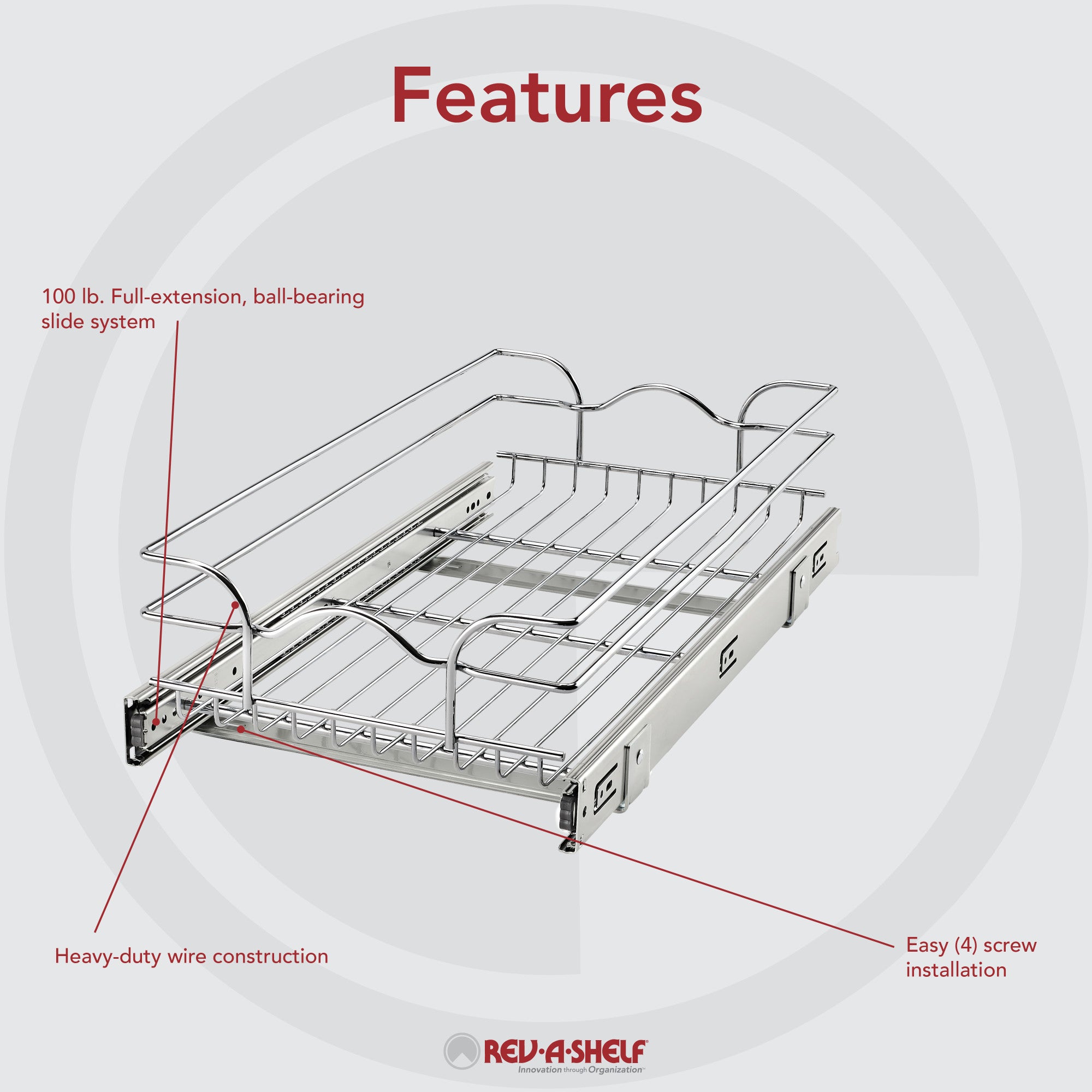 Rev-A-Shelf 5WB1-1222CR-1 12"x22" Single Pull Out Basket (Refurbished)