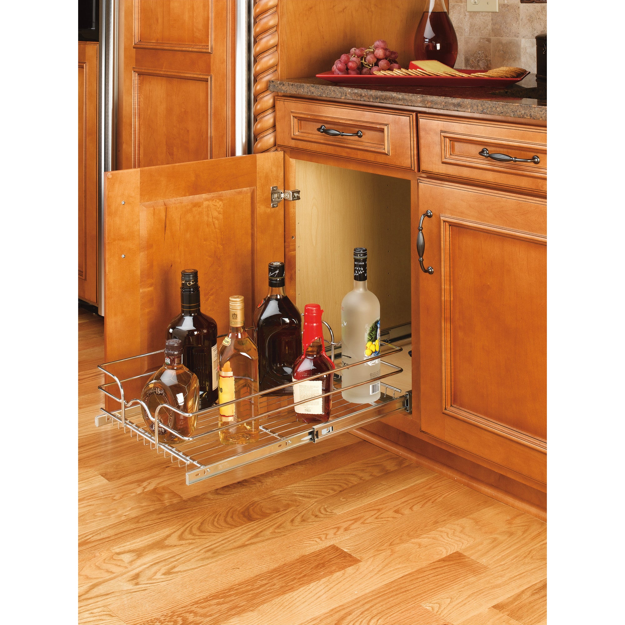 Rev-A-Shelf 12 Inch Chrome Single Wire Basket Cabinet Organizer (Open Box)