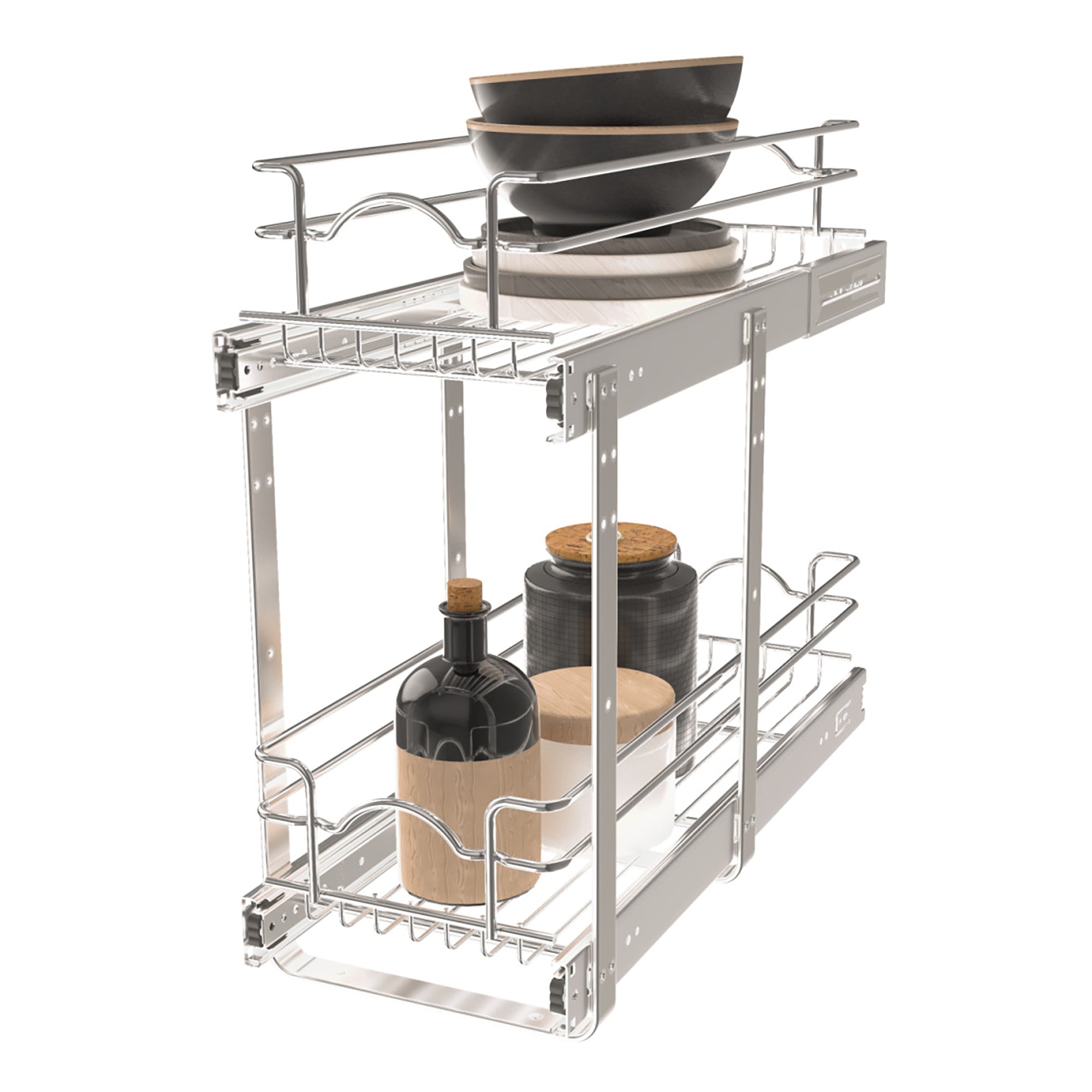 Rev-A-Shelf Pullout 2-Tier Basket Organizer for Kitchen or Vanity Cabinets, 9 x 22 In, 5WB2-0922CR-1 - VMInnovations