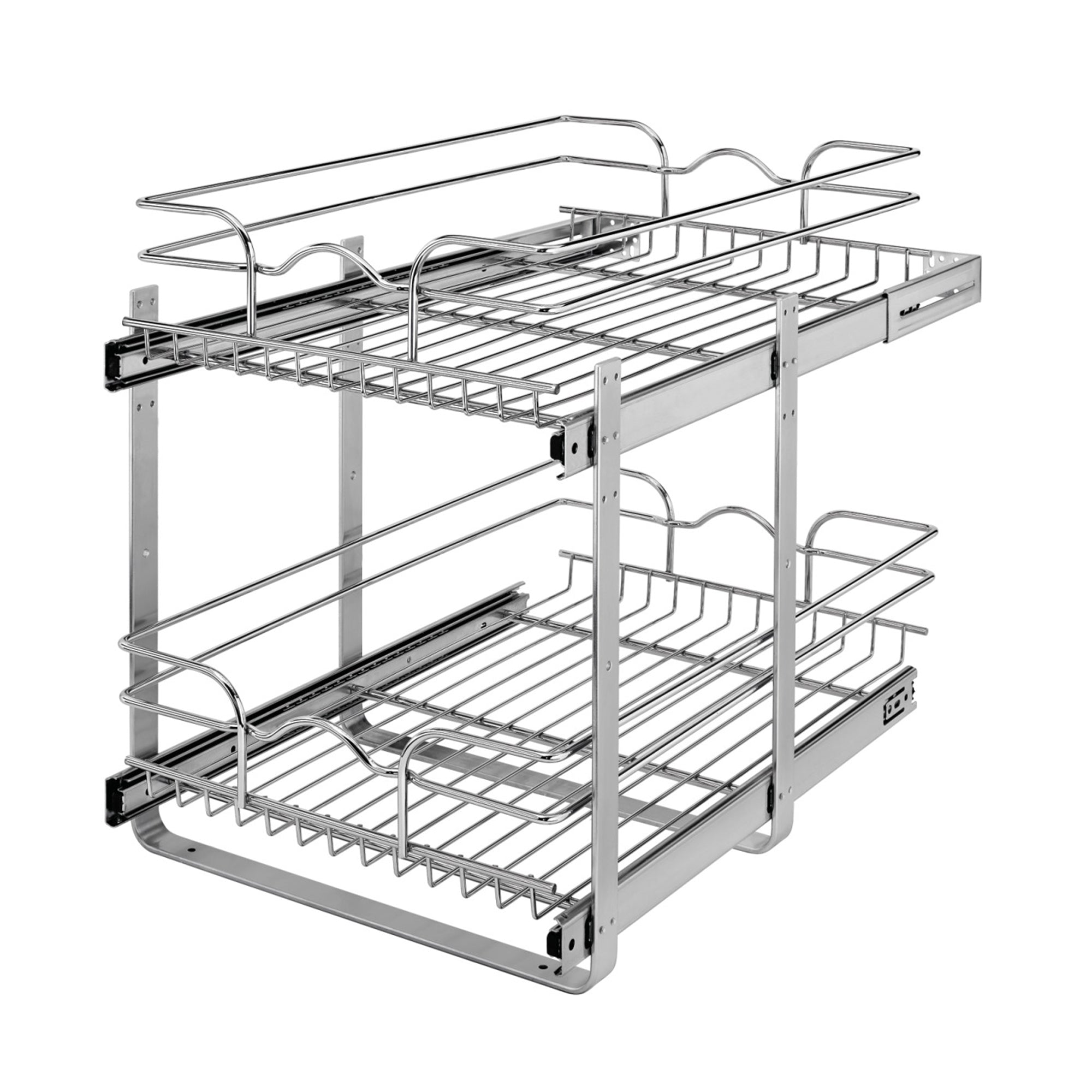 Rev-A-Shelf 15" x 22" 2-Tier Cabinet Pull Out Wire Baskets, Chrome (Refurbished)