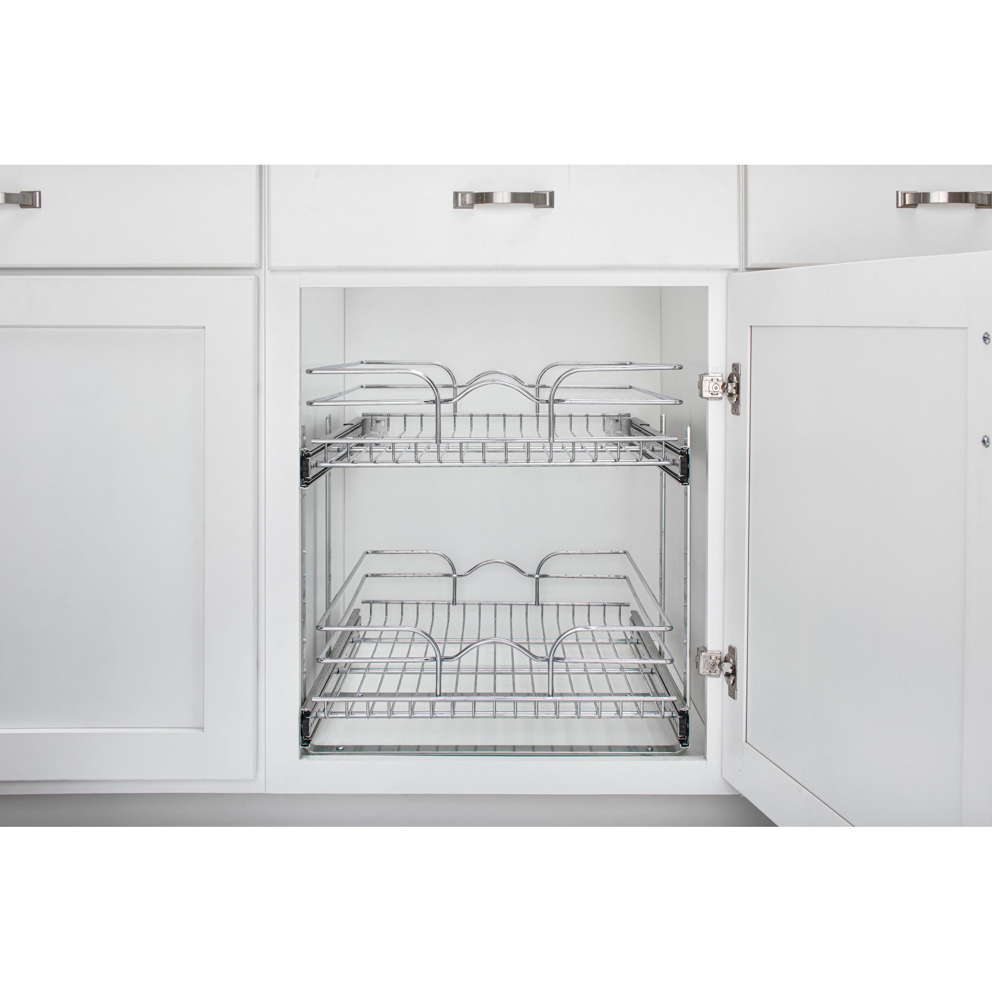 Rev-A-Shelf 18" x 22" 2-Tier Cabinet Pull Out Wire Baskets, Chrome (Refurbished)