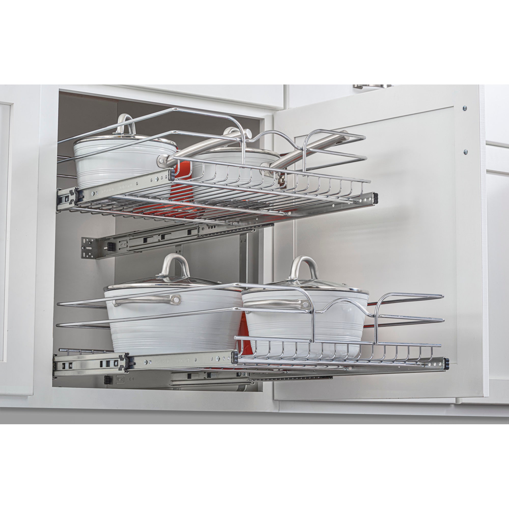 Rev-A-Shelf 18" x 22" 2-Tier Cabinet Pull Out Wire Baskets, Chrome (Refurbished)