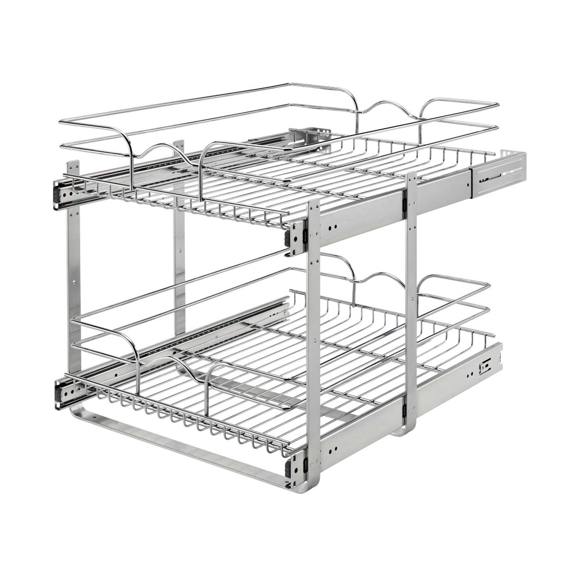 Rev-A-Shelf 18" x 22" 2-Tier Cabinet Pull Out Wire Baskets, Chrome (Refurbished)