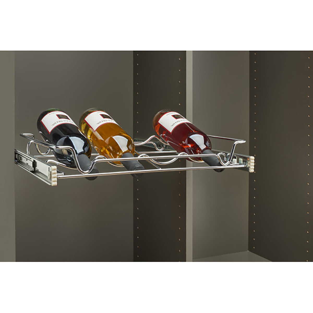 Rev-A-Shelf Sidelines 5WBR-24CR-1 24 Inch Chrome Wire Pullout Cabinet Wine Rack