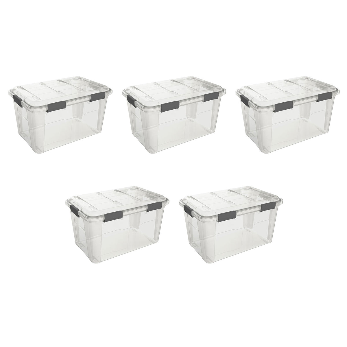 Ezy Storage Weather Proof IP65 13 Gallon Plastic Storage Bin Box w/ Lid (5 Pack)