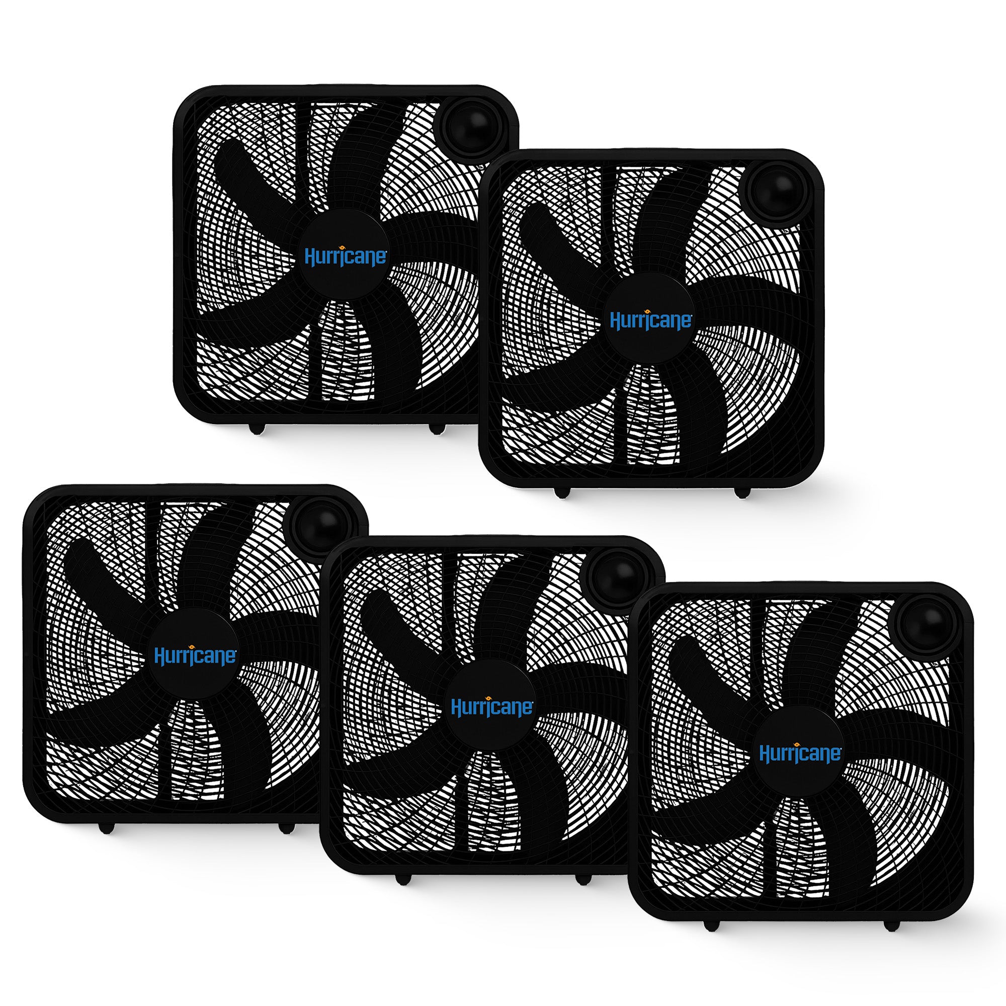 Hurricane 20" Classic Series Floor Box Fan with 3 Speed Settings, Black, 5 Pack - VMInnovations