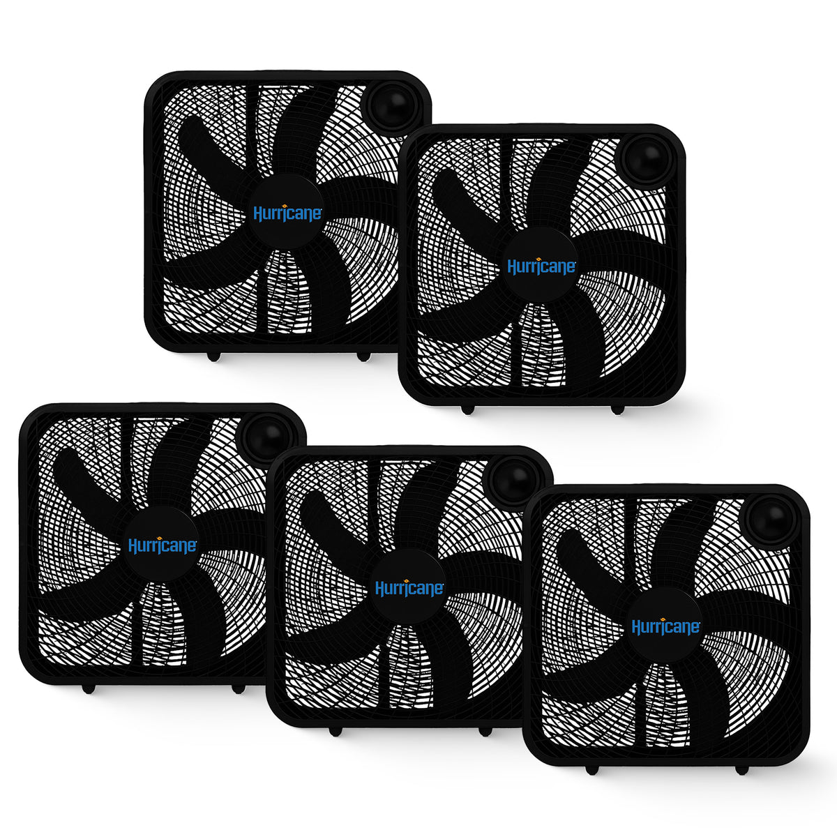 Hurricane 20" Classic Series Floor Box Fan with 3 Speed Settings, Black, 5 Pack