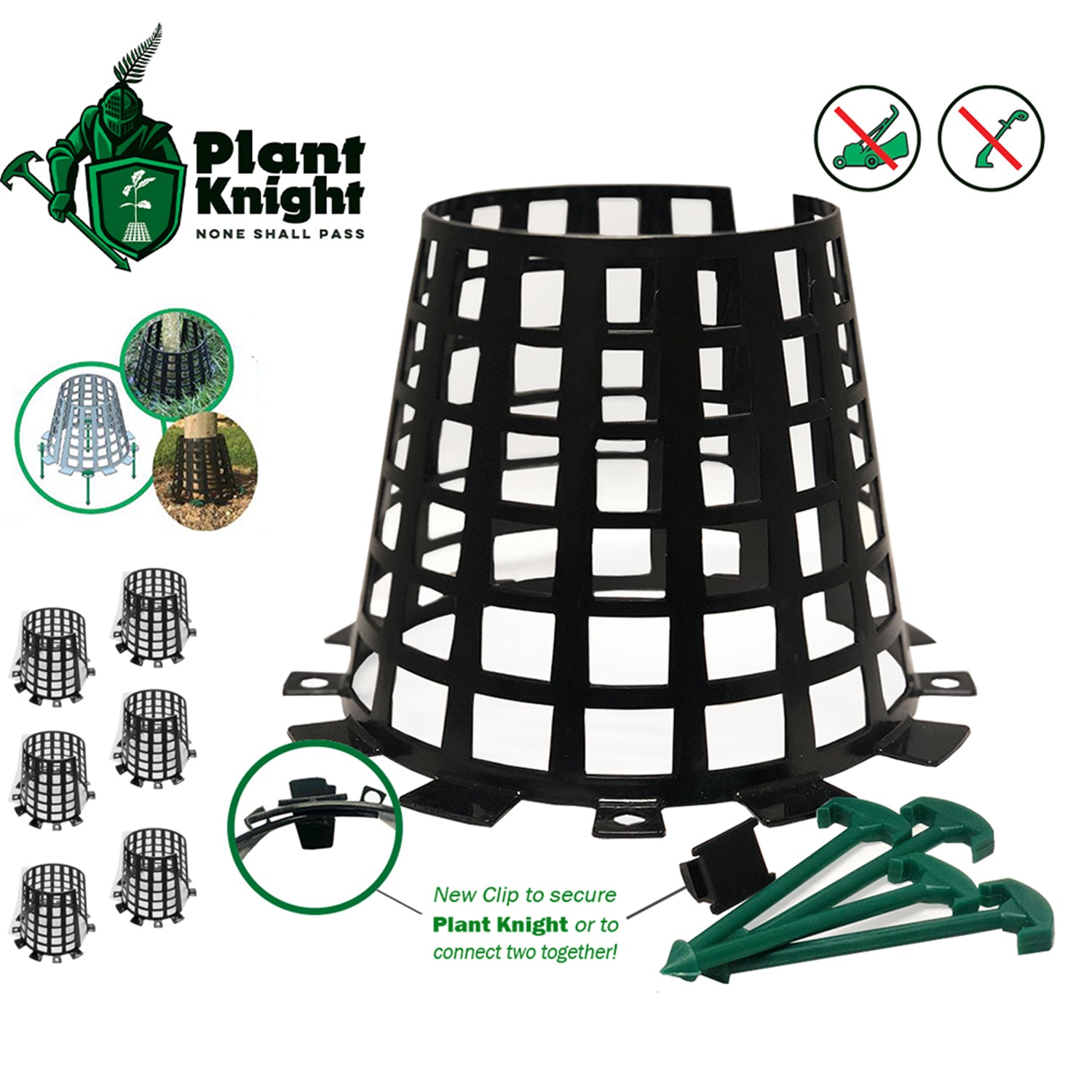 Plant Knight Tree Trunk Guard Protector for Garden Protection, 6 Pack (Black) - VMInnovations