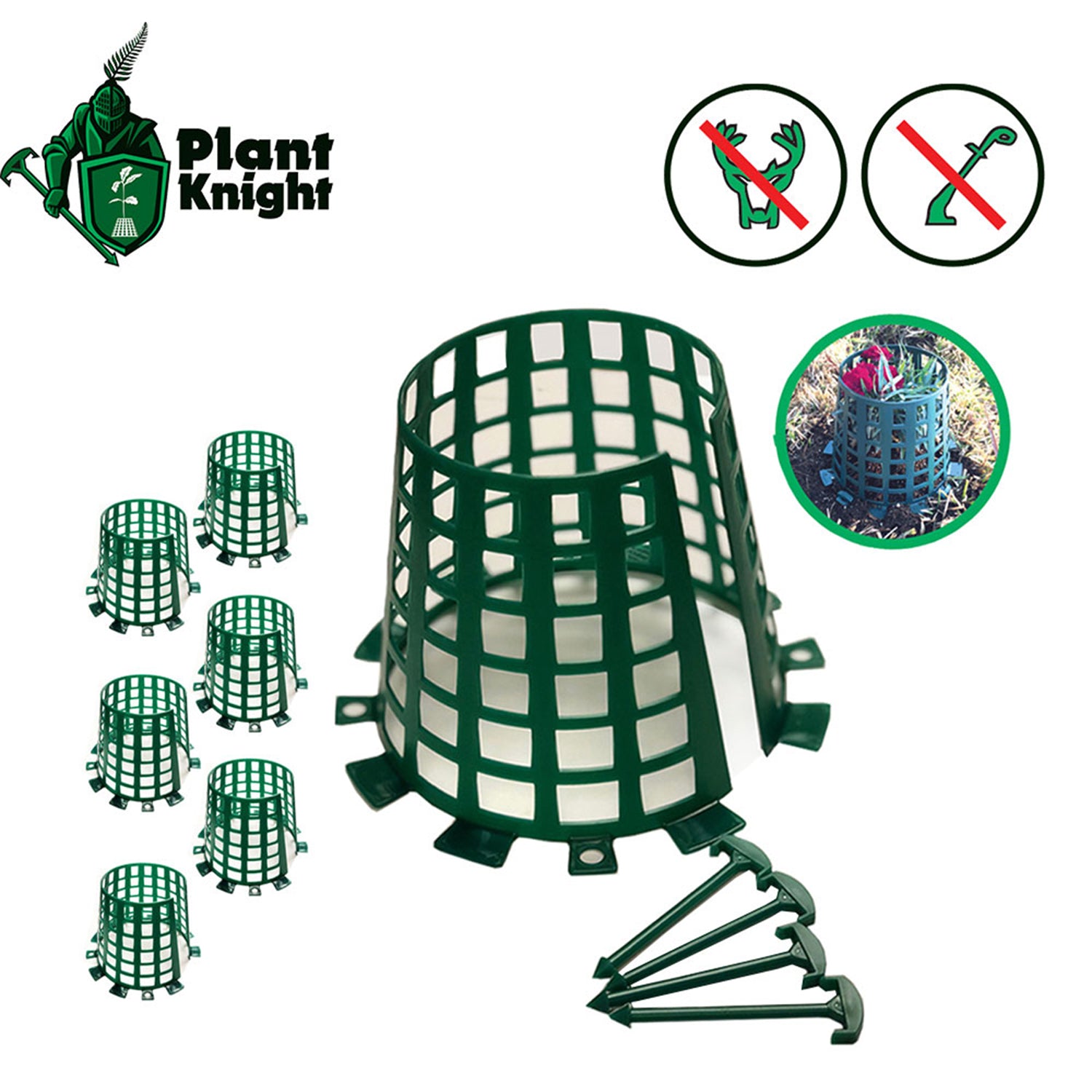 Plant Knight Tree Trunk Guard Protector for Garden Protection, 6 Pack (Green) - VMInnovations