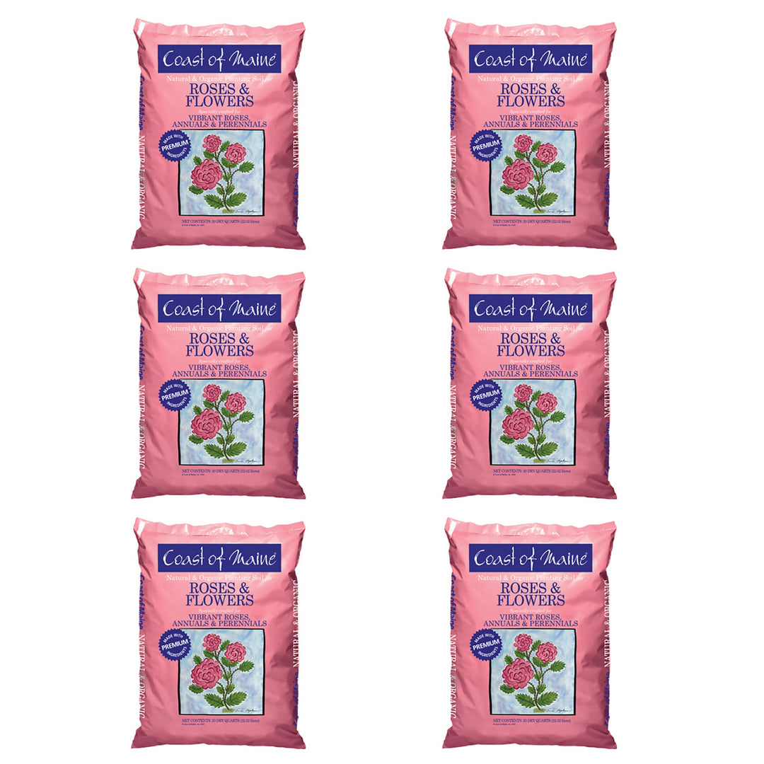 Coast of Maine Organic Potting Soil for Roses and Flowers, 20 Quart Bag (6 Pack) - VMInnovations