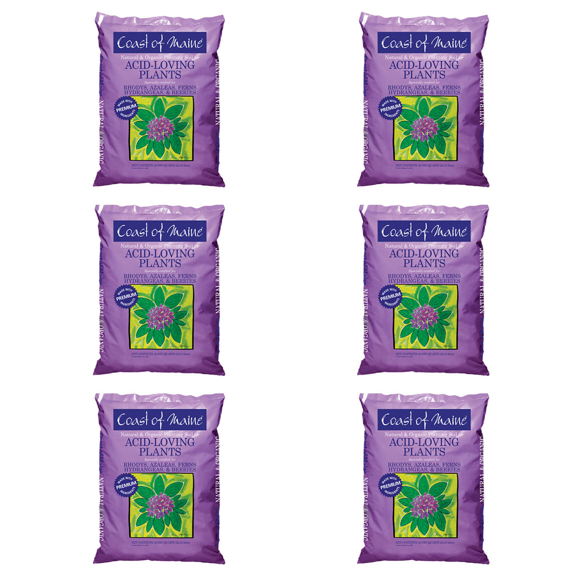 Coast of Maine Organic Potting Soil for Acid Loving Plants, 20 Qt (6 Pack)