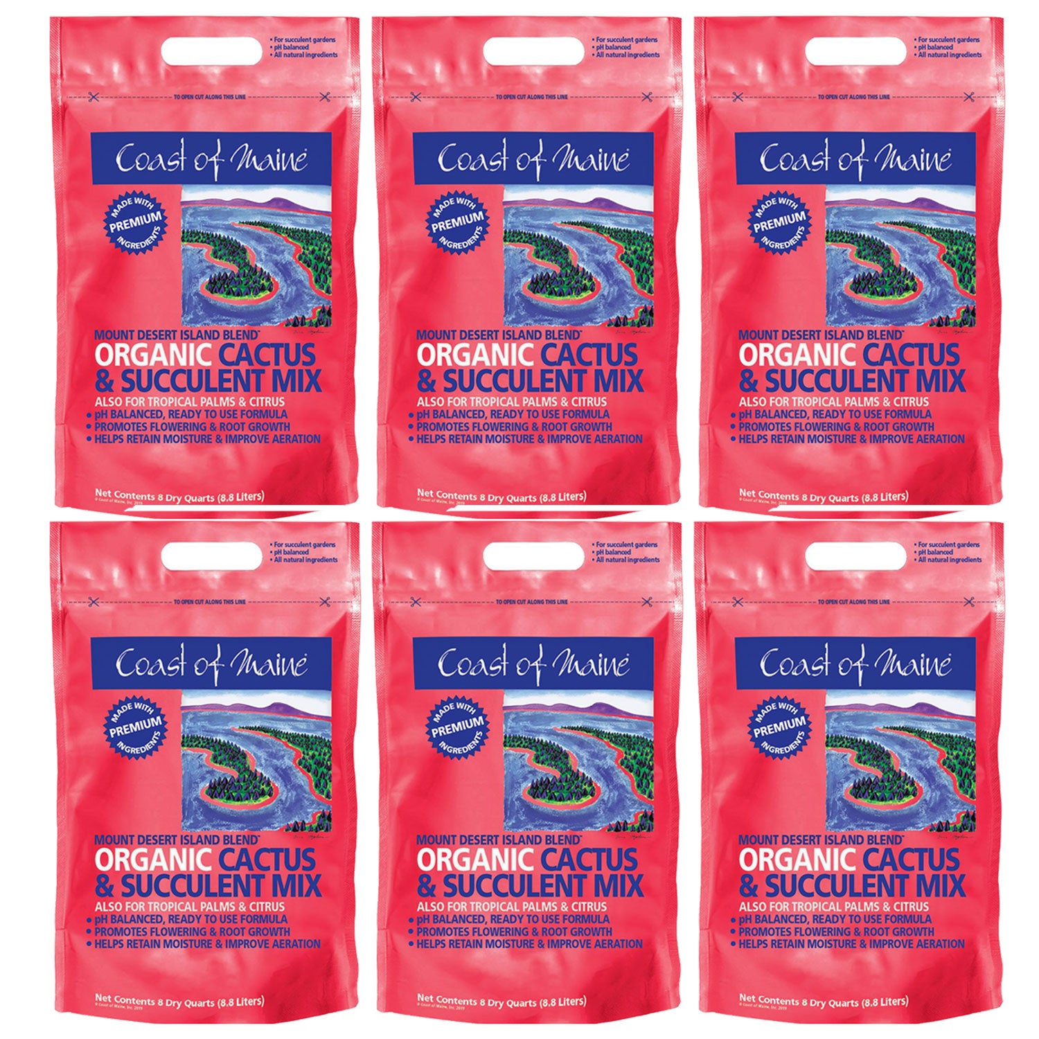 Coast of Maine Mount Desert Organic Cactus Succulent Mix, 8 Quart (6 Pack) - VMInnovations