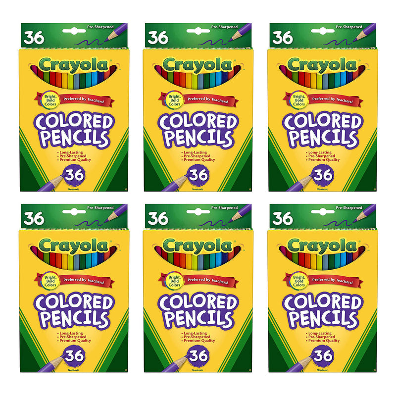 Crayola Bright Bold Pre Sharpened Assorted 36 Piece Colored Pencils Set (6 Pack)