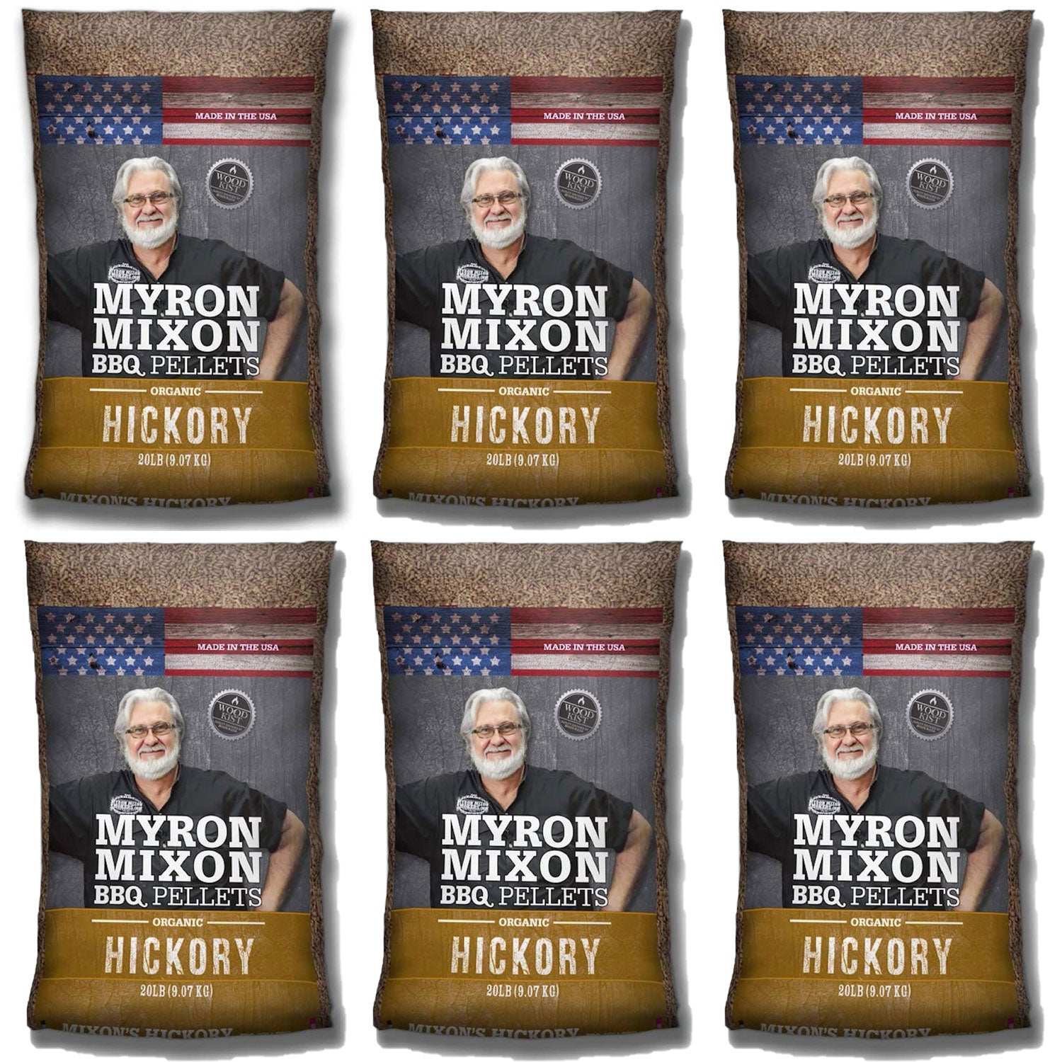 Myron Mixon Smokers Wood BBQ Pellets for Smoking & Grilling, Hickory (6 Pack)
