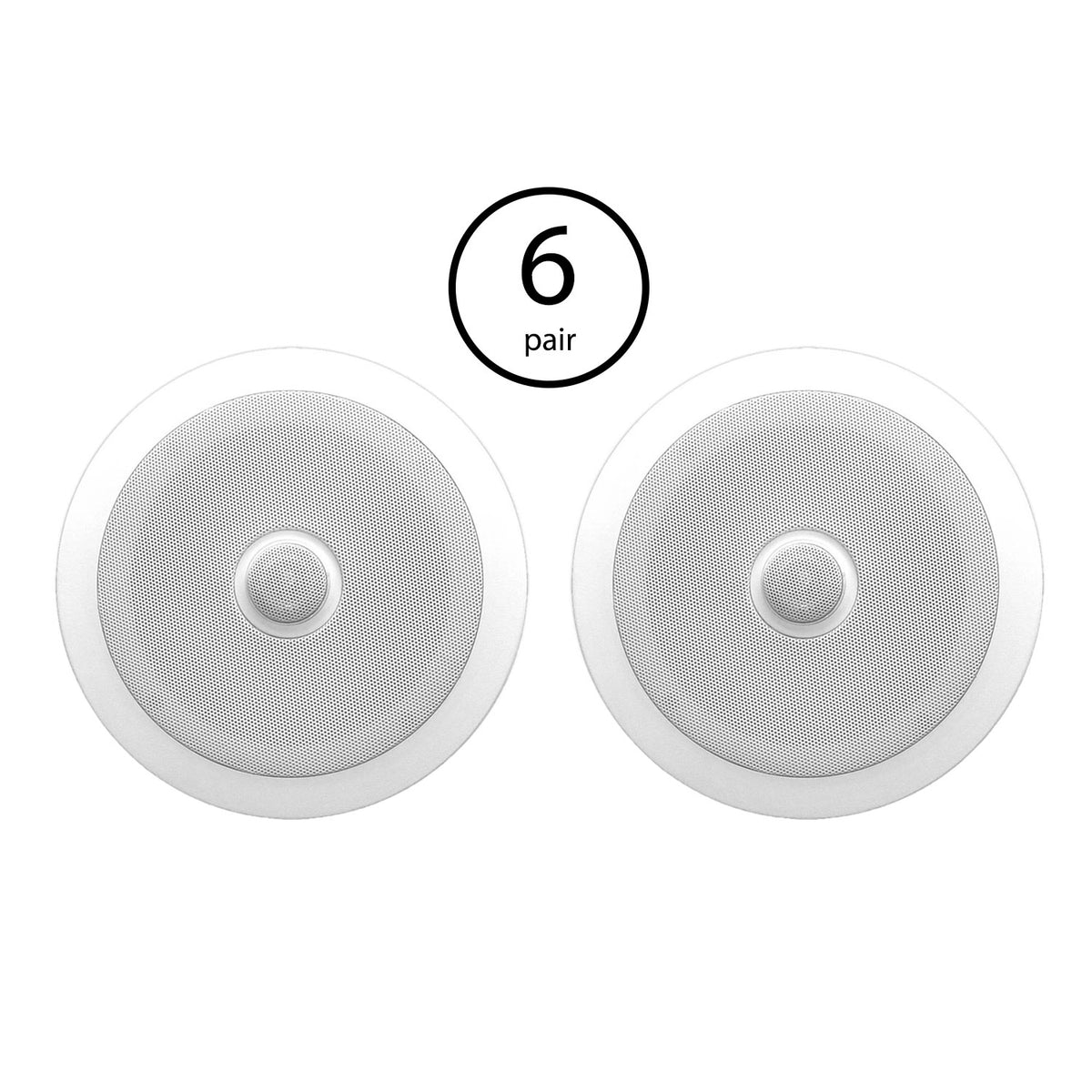 Pyle 6.5 Inch 2 Way Round In Wall/Ceiling Home Speakers System Audio (6 Pair)