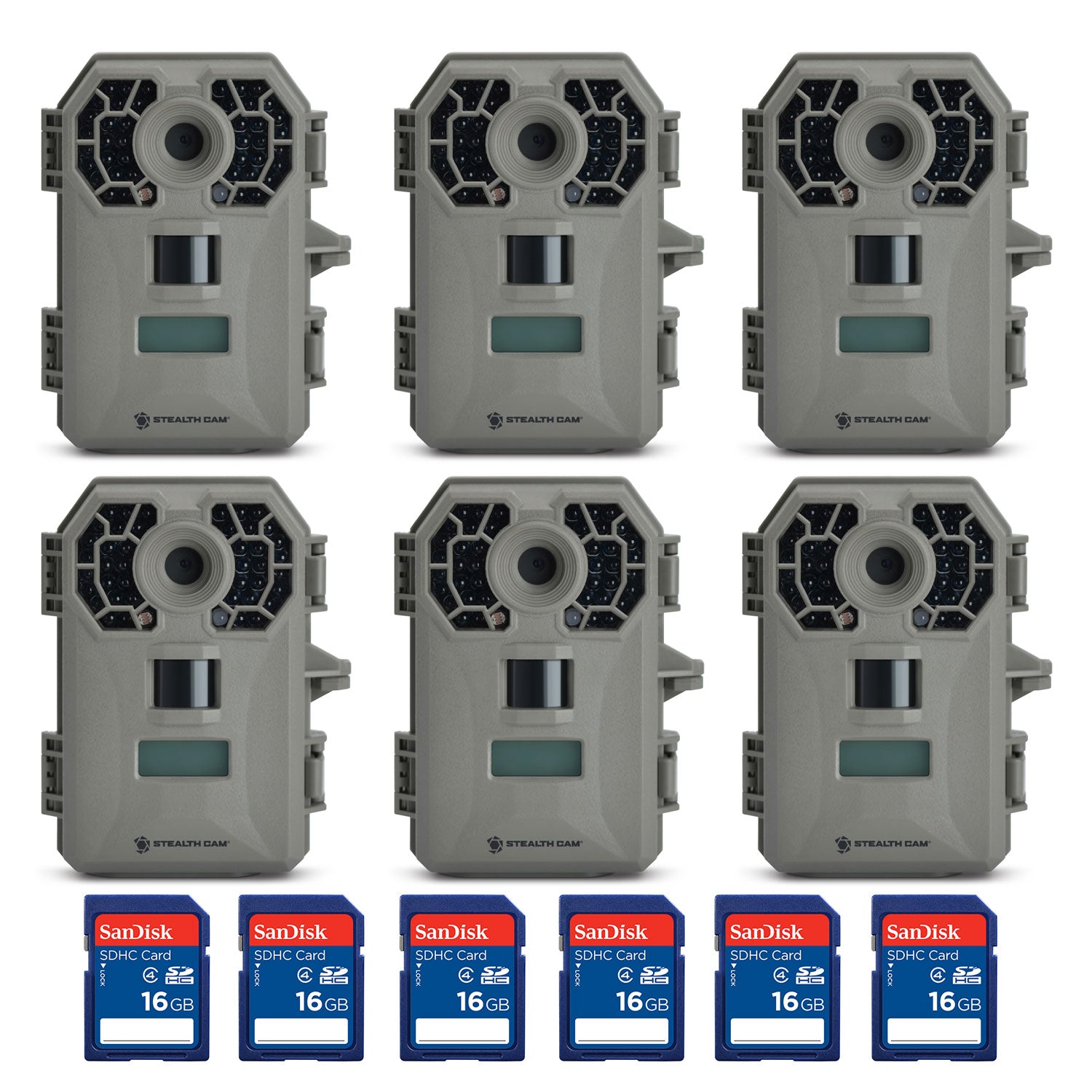 Stealth Cam 10MP Game Camera (Certified Refurbished)(6 Pk) + 16GB SD Card (6 Pk)